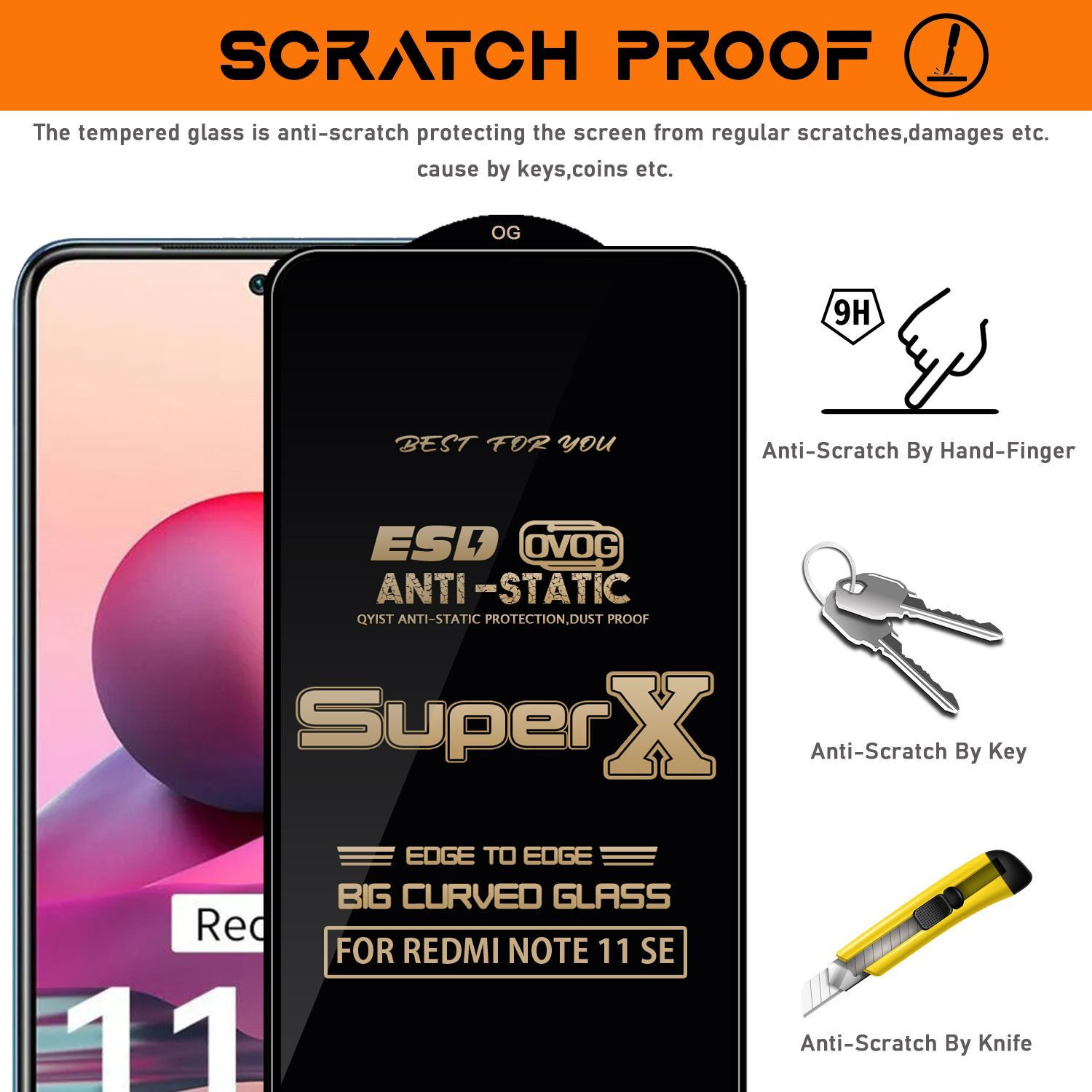 Image of krezee Edge To Edge Tempered Glass for REDMI NOTE 11 SE