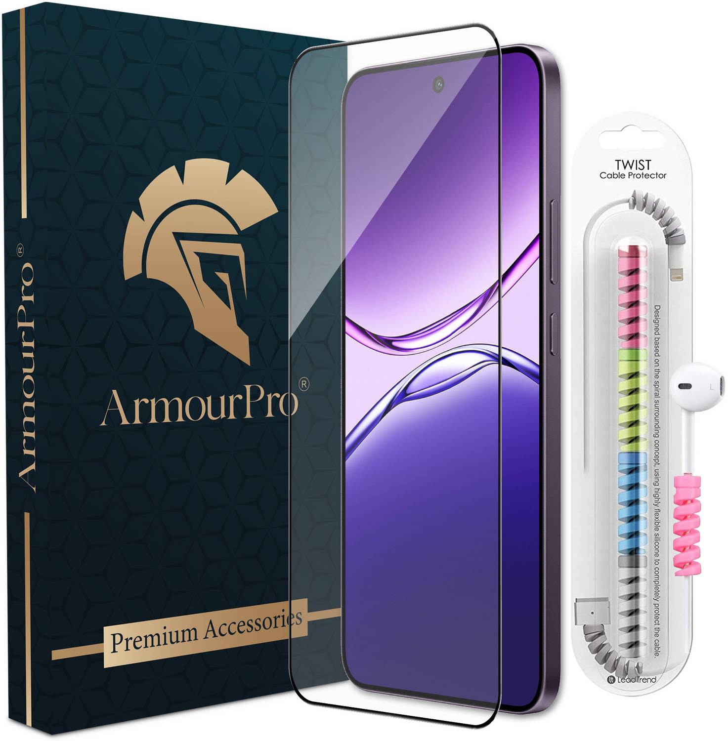 ArmourPro Edge To Edge Tempered Glass for Oppo F29 5G, Oppo F29, Privacy Tempered Glass with Cable Protector