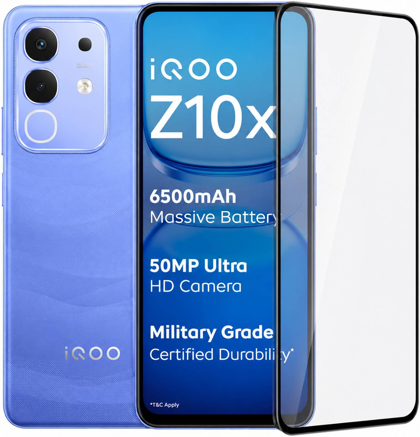 EITANSHA CREATION Edge To Edge Tempered Glass for iQOO Z10x 5G, iQOO Z10x
