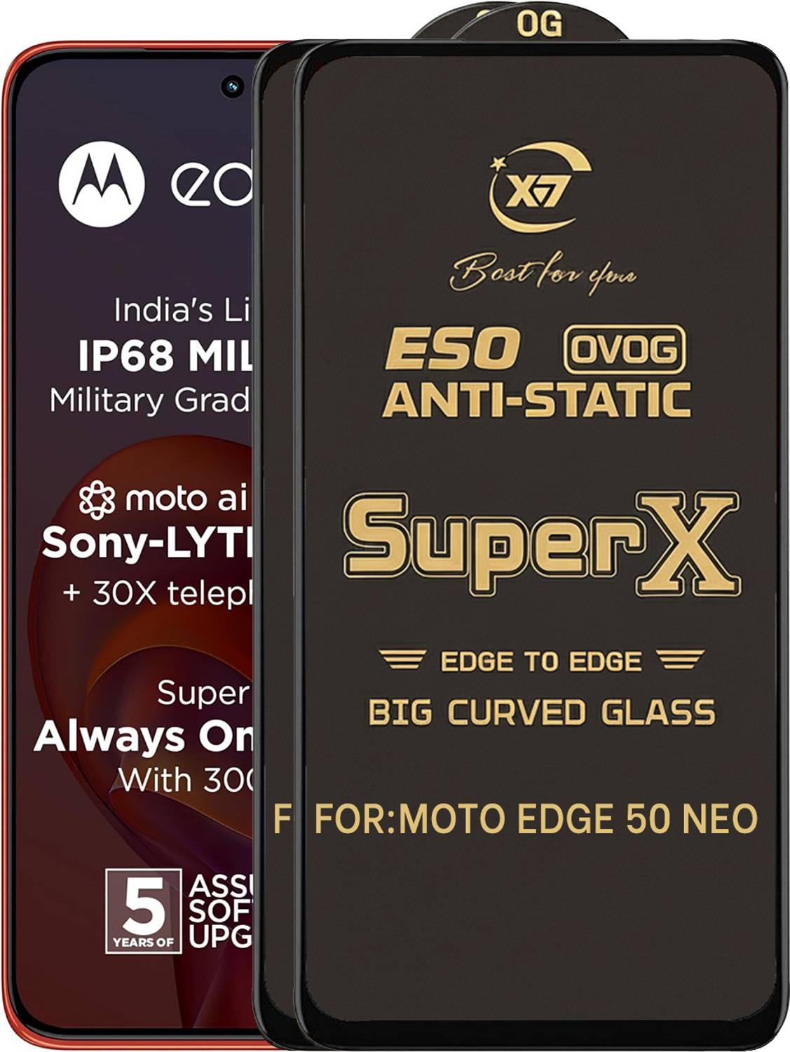 ANILUQ Edge To Edge Tempered Glass for MOTO EDGE 50 NEO (Pack of