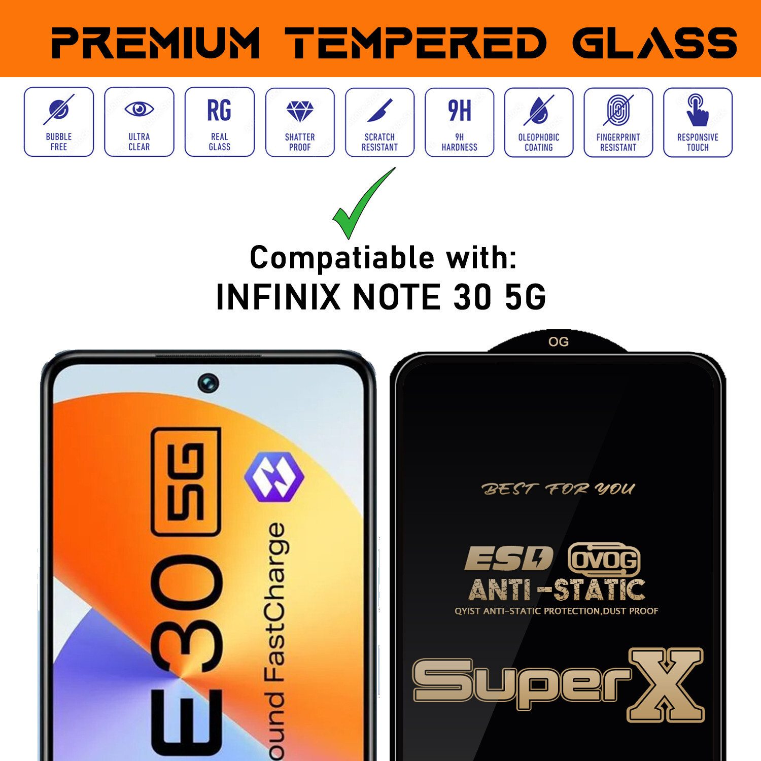 Image of Qyist Edge To Edge Tempered Glass for INFINIX NOTE 30 5G Glass