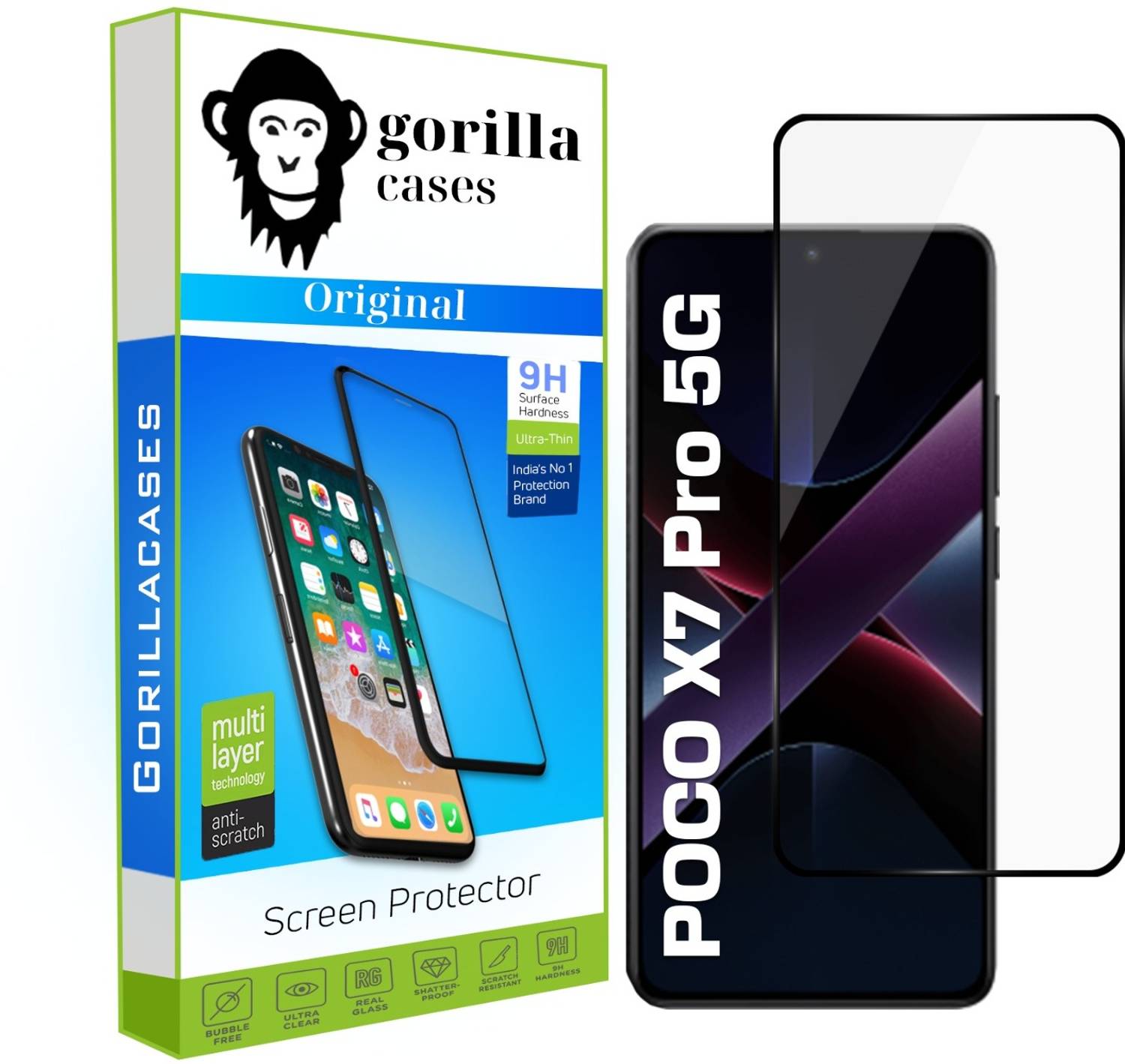 Gorilla Cases Edge To Edge Tempered Glass for POCO X7 Pro 5G