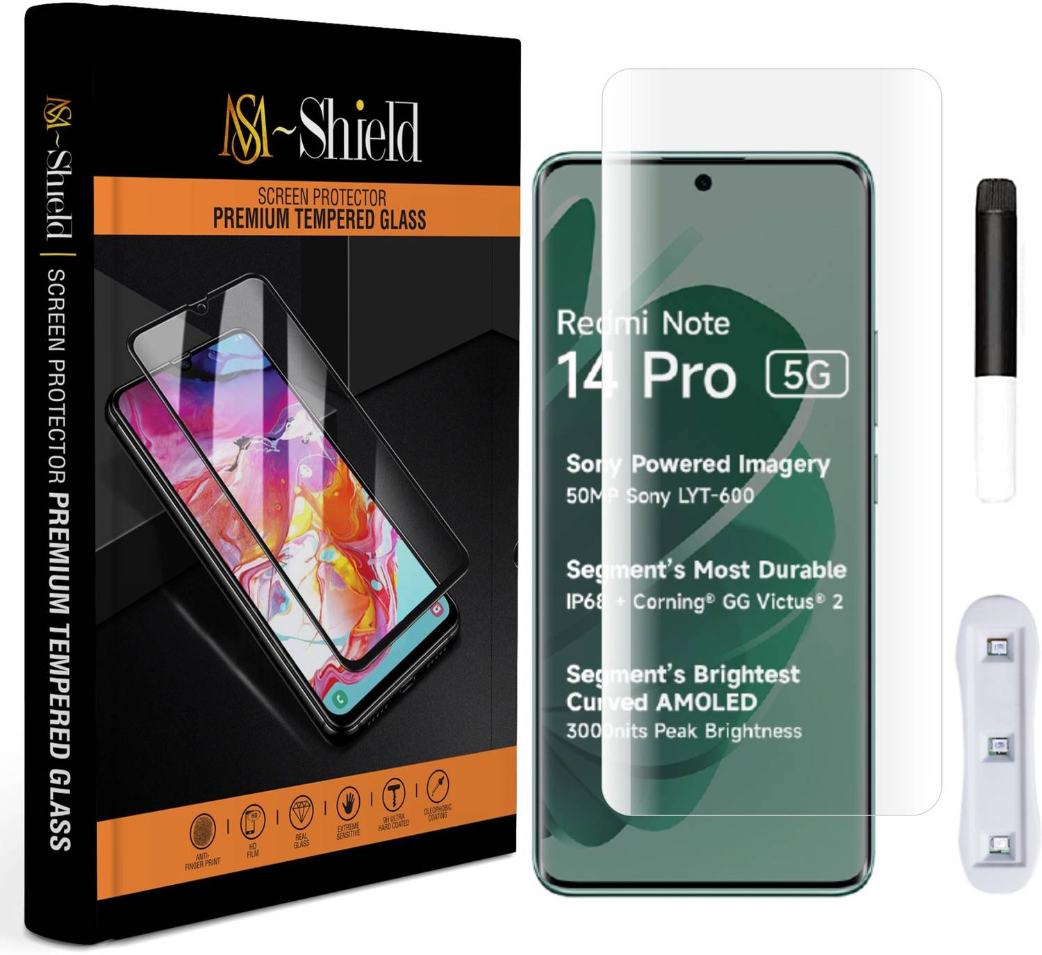 MS-Shield Edge To Edge Tempered Glass for Redmi Note 14 Pro 5G, Borderless UV Glass Protection