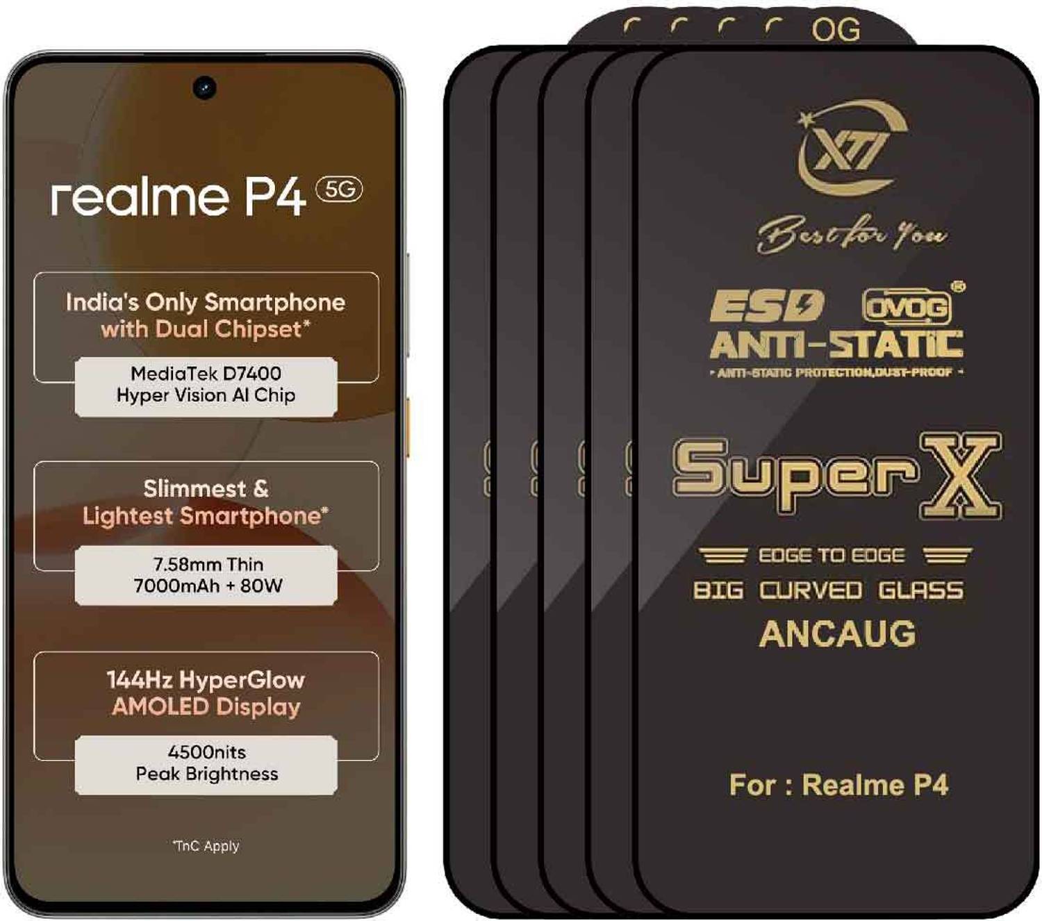 SuperX Edge To Edge Tempered Glass for Realme P4