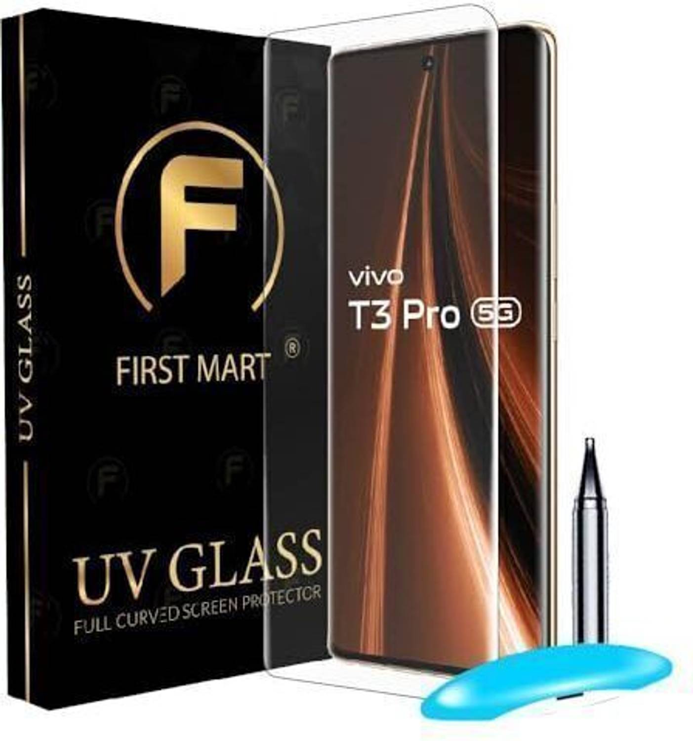 FIRST MART Edge To Edge Tempered Glass for vivo T3 Pro 5G, Vivo Y