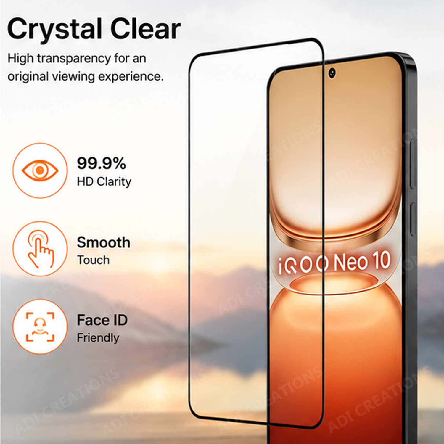 Image of ADI Creations Edge To Edge Tempered Glass for iQOO Neo 10 5G, IQOO Neo 10R 5G