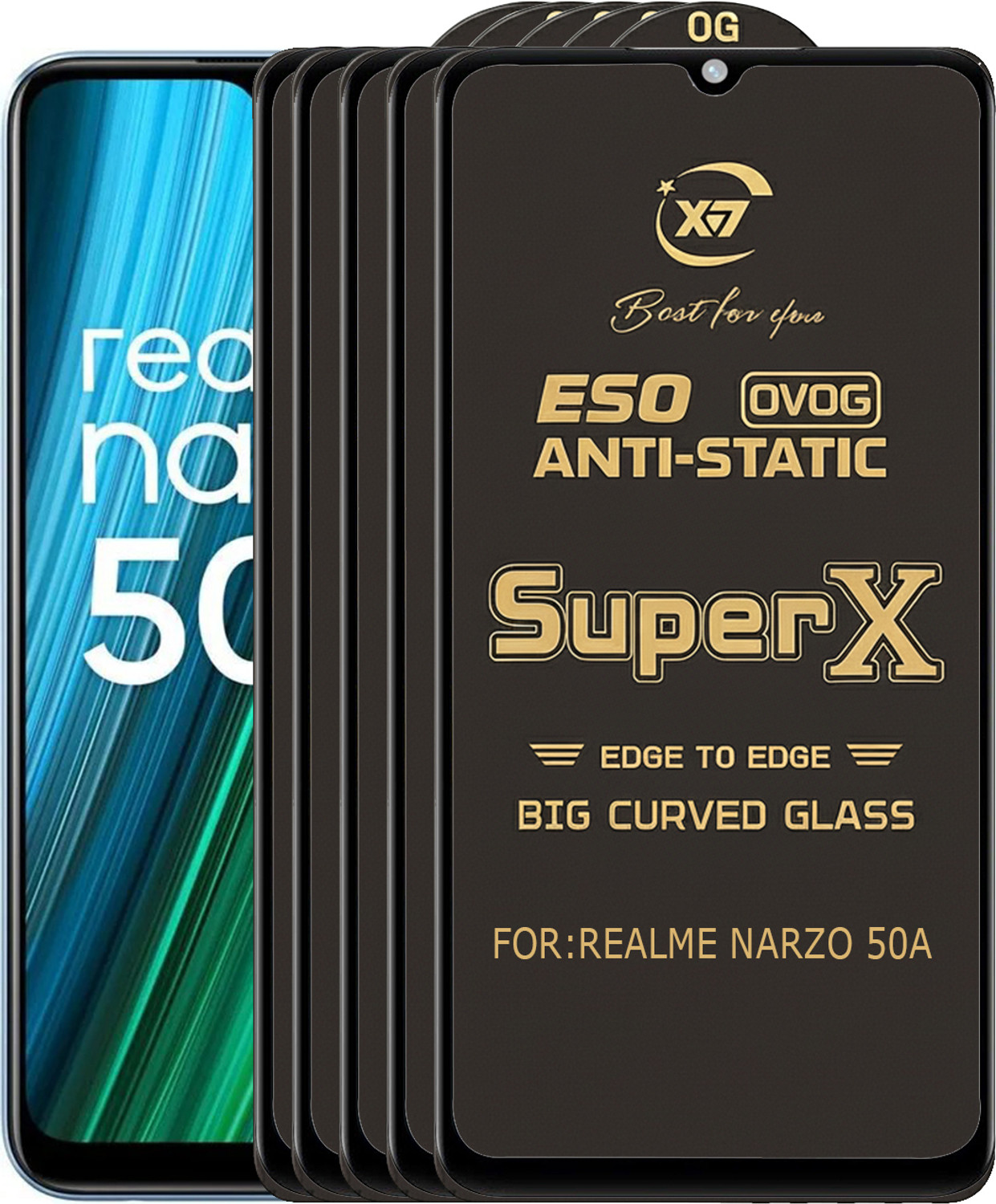 Image of ANILUQ Edge To Edge Tempered Glass for REALME NARZO 50A