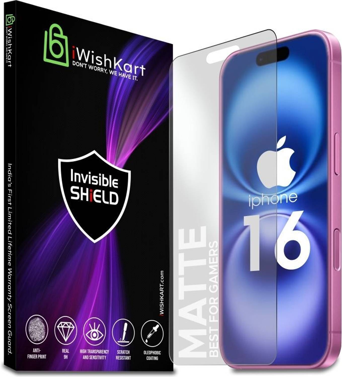 iWishKart Edge To Edge Tempered Glass for Apple iPhone 16, Premiu
