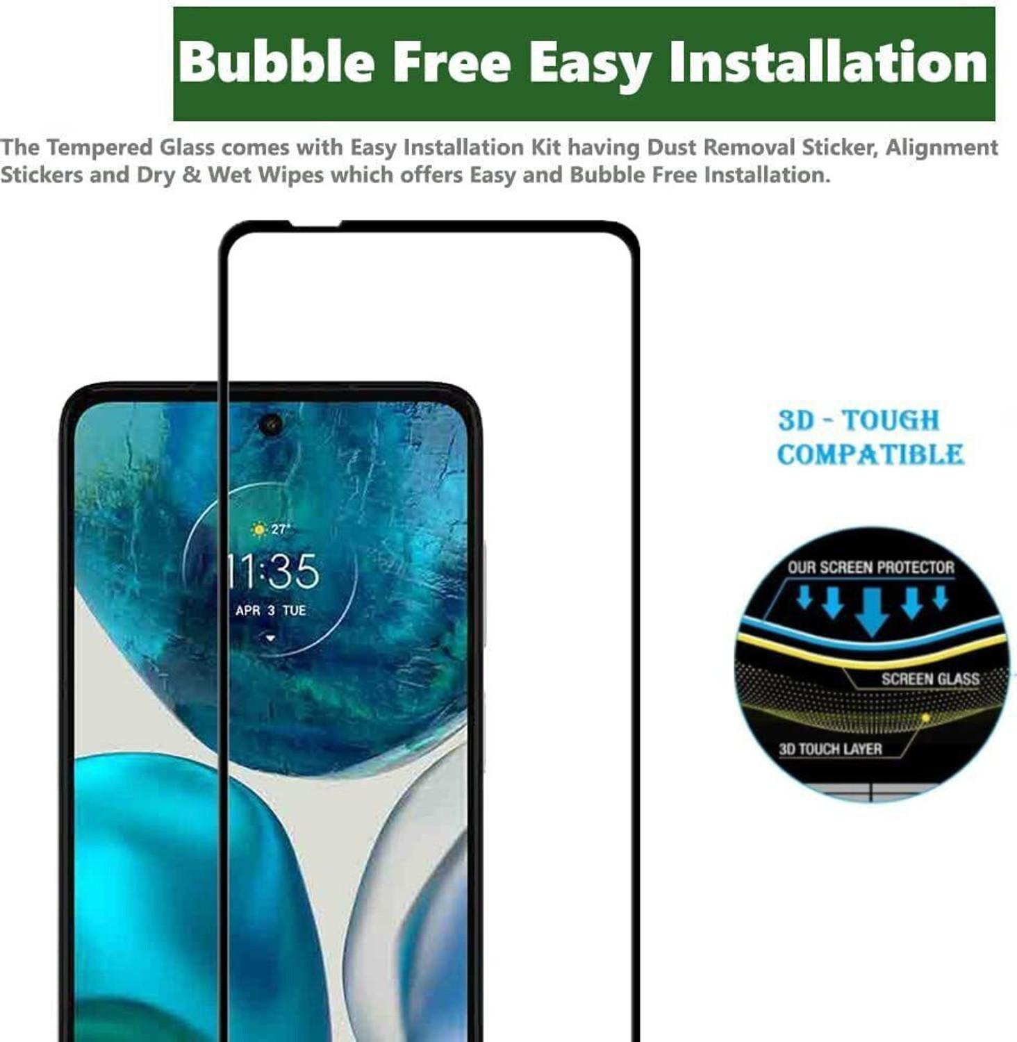 Image of EITANSHA CREATION Edge To Edge Tempered Glass for Motorola Edge 30, Moto Edge 30
