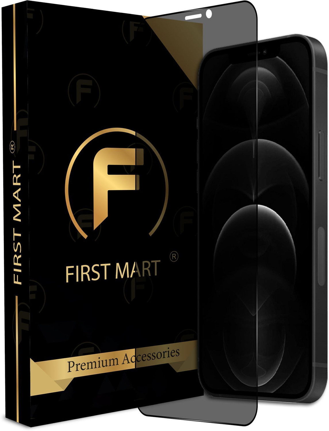 Image of FIRST MART Edge To Edge Tempered Glass for iPhone 12 Pro Max, Appple iPhone 12 Pro Max, Privacy Protection