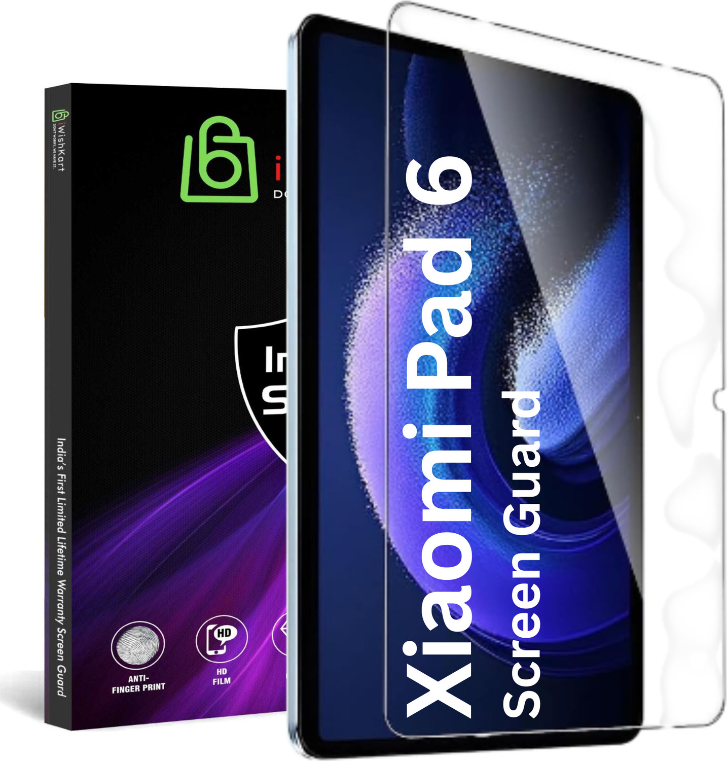 Image of iWishKart Edge To Edge Tempered Glass for Xioami Pad 6 / 6 Pro 11 Inch, Military grade Edge to Edge Premium gorilla glass with Self Installation Guide - Wet & Dry wipes, Dust Absorber