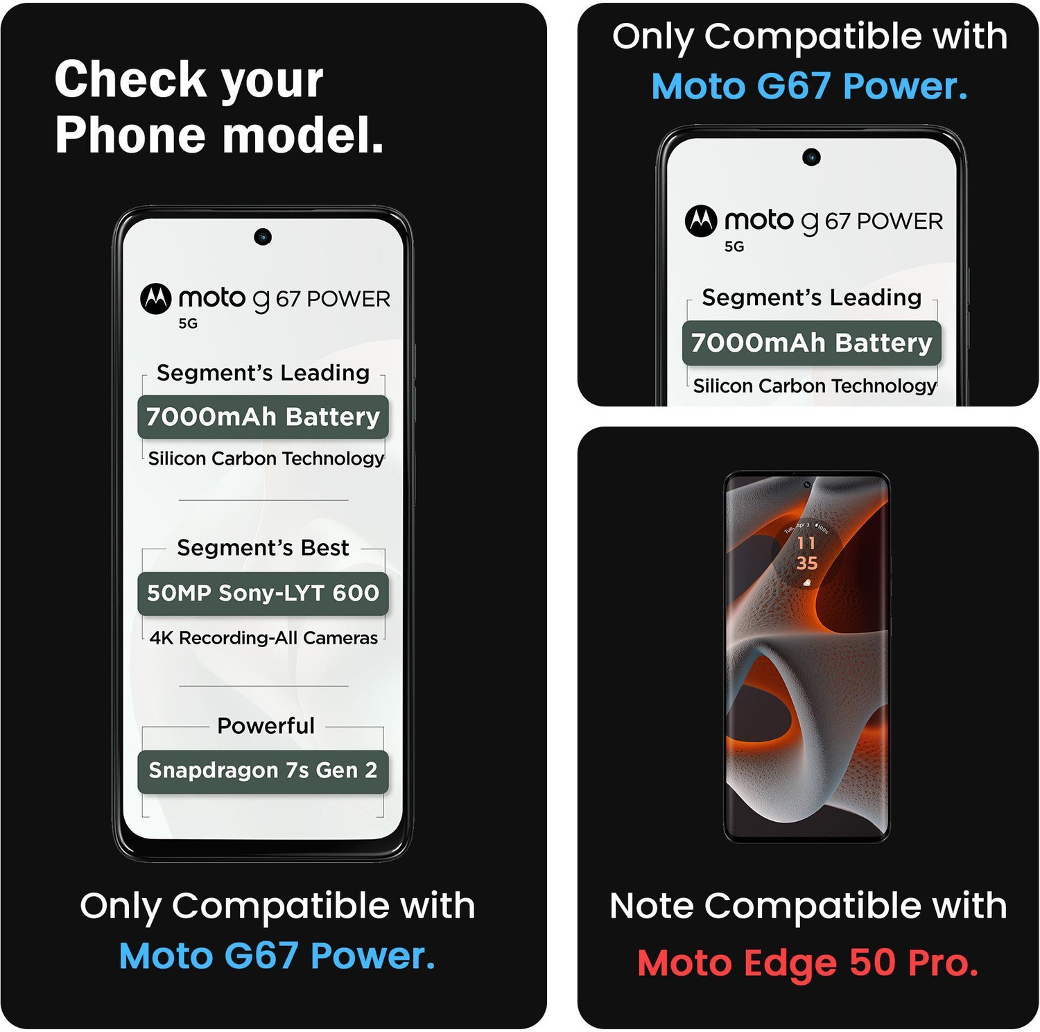 Image of ArmourPro Edge To Edge Tempered Glass for Motorola G67 Power 5G, Moto G67 Power