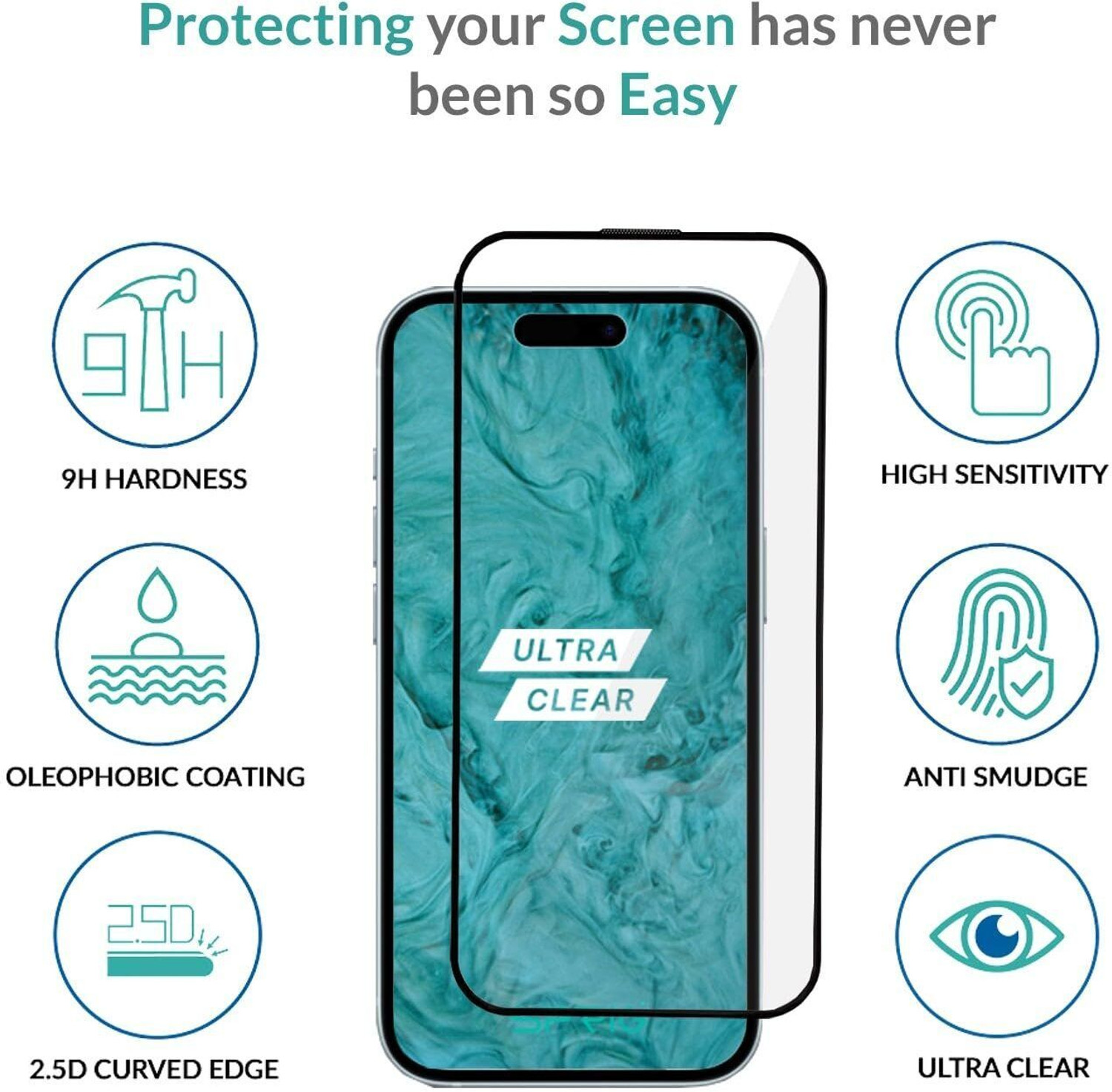 Image of Sprig Edge To Edge Tempered Glass for Apple iPhone 15, Apple iPhone 15, Apple iPhone 15