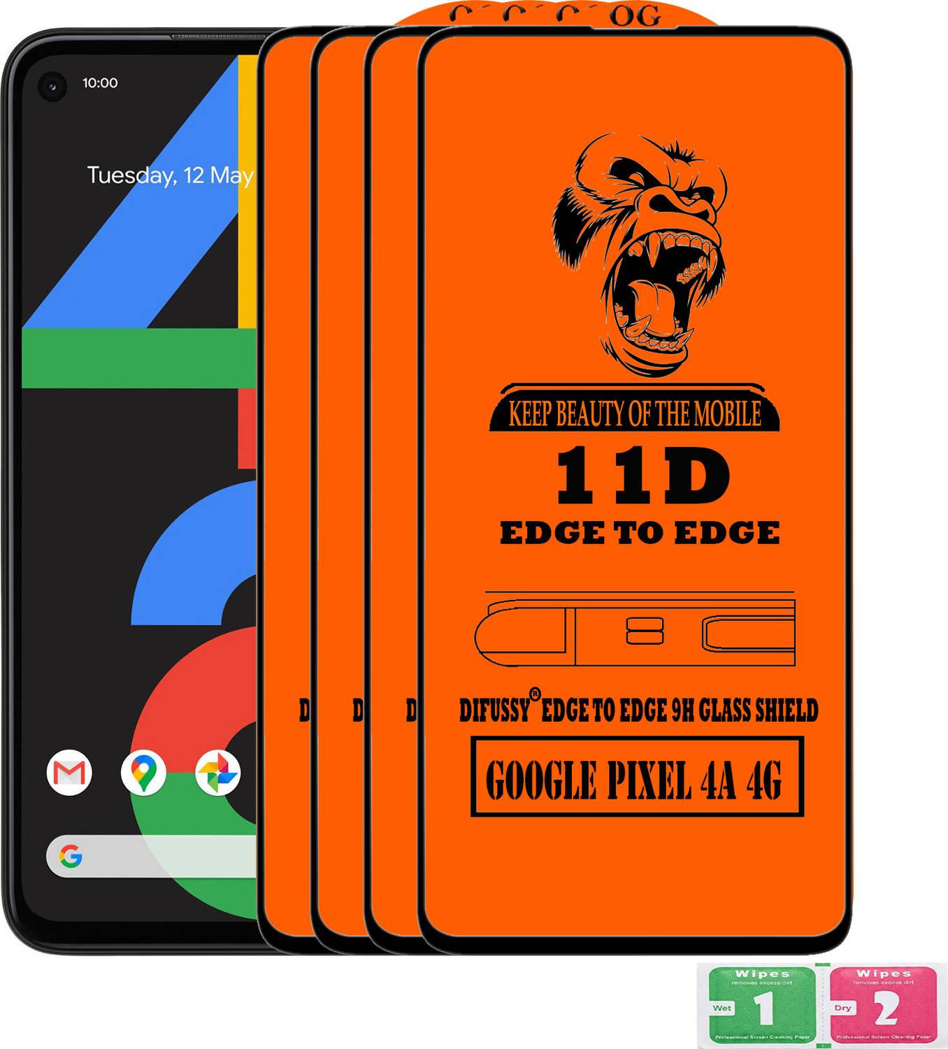 Difussy Edge To Edge Tempered Glass for GOOGLE PIXEL 4A 4G