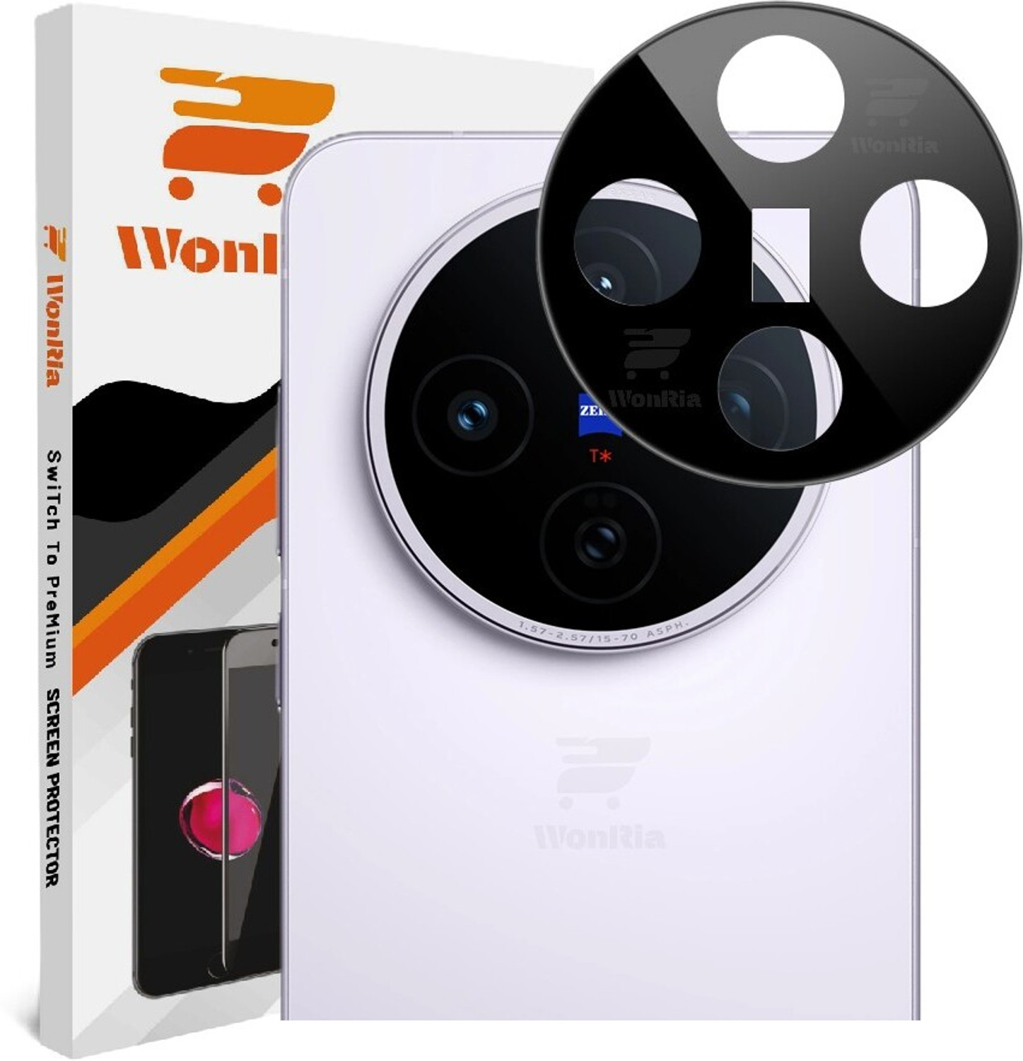 Image of WonRia Edge To Edge Tempered Glass for Vivo X200T, Vivo X200T 5G, With Camera Lens Protector