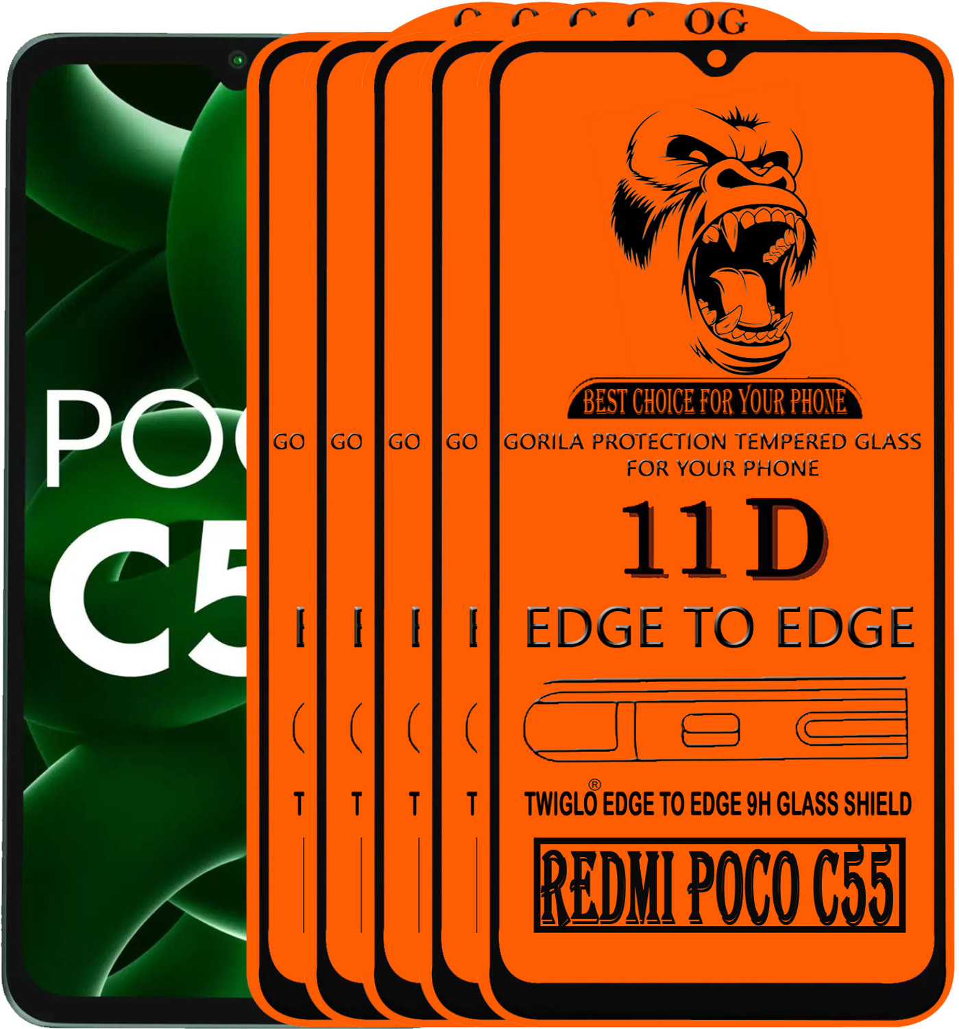 Image of TWIGLO Edge To Edge Tempered Glass for REDMI POCO C55