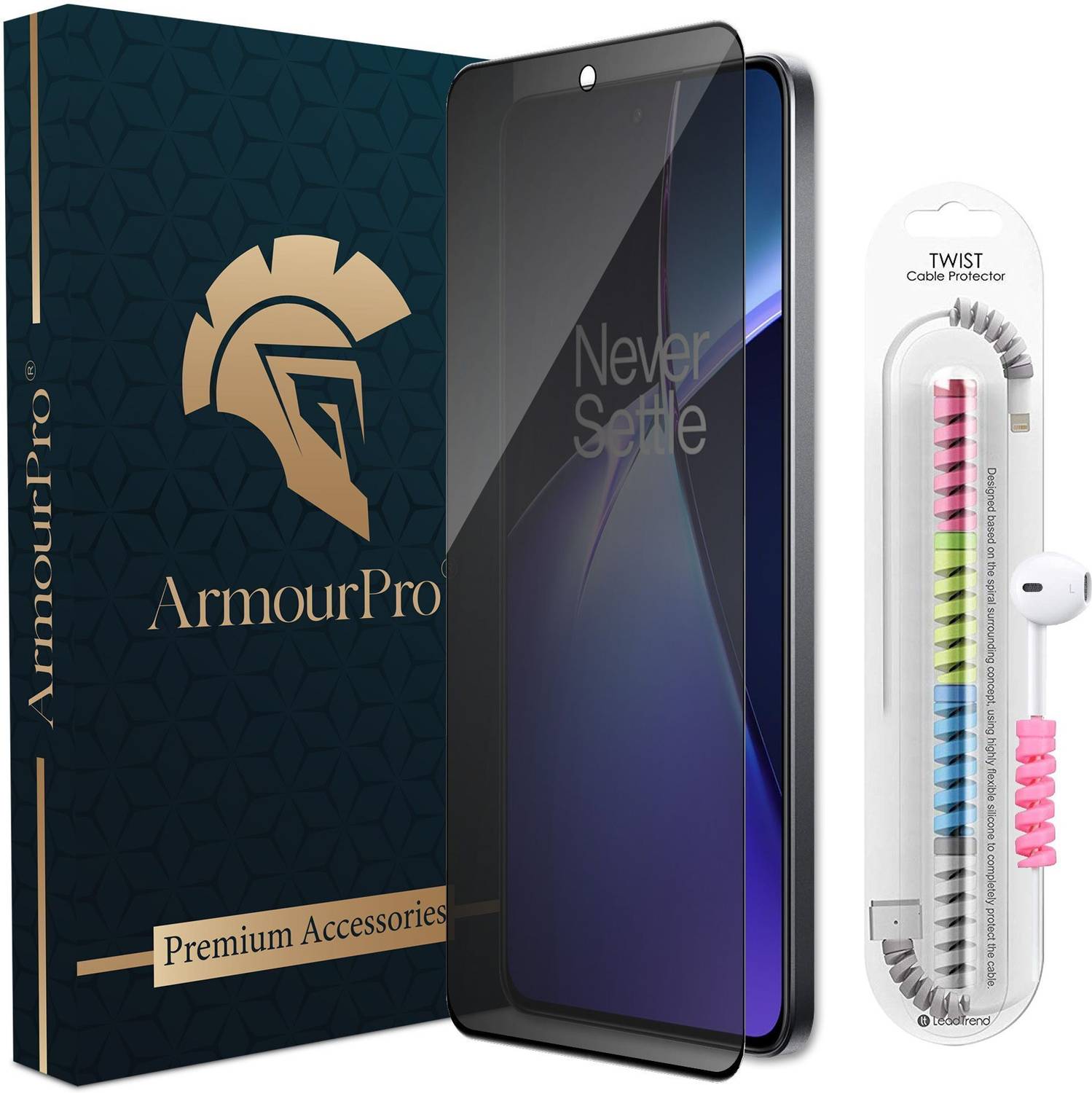 ArmourPro Edge To Edge Tempered Glass for OnePlus Nord CE 4 5G, Nord CE 4, OnePlus Nord CE 3 5G, Nord CE 3, Privacy Tempered Glass with Cable Protector