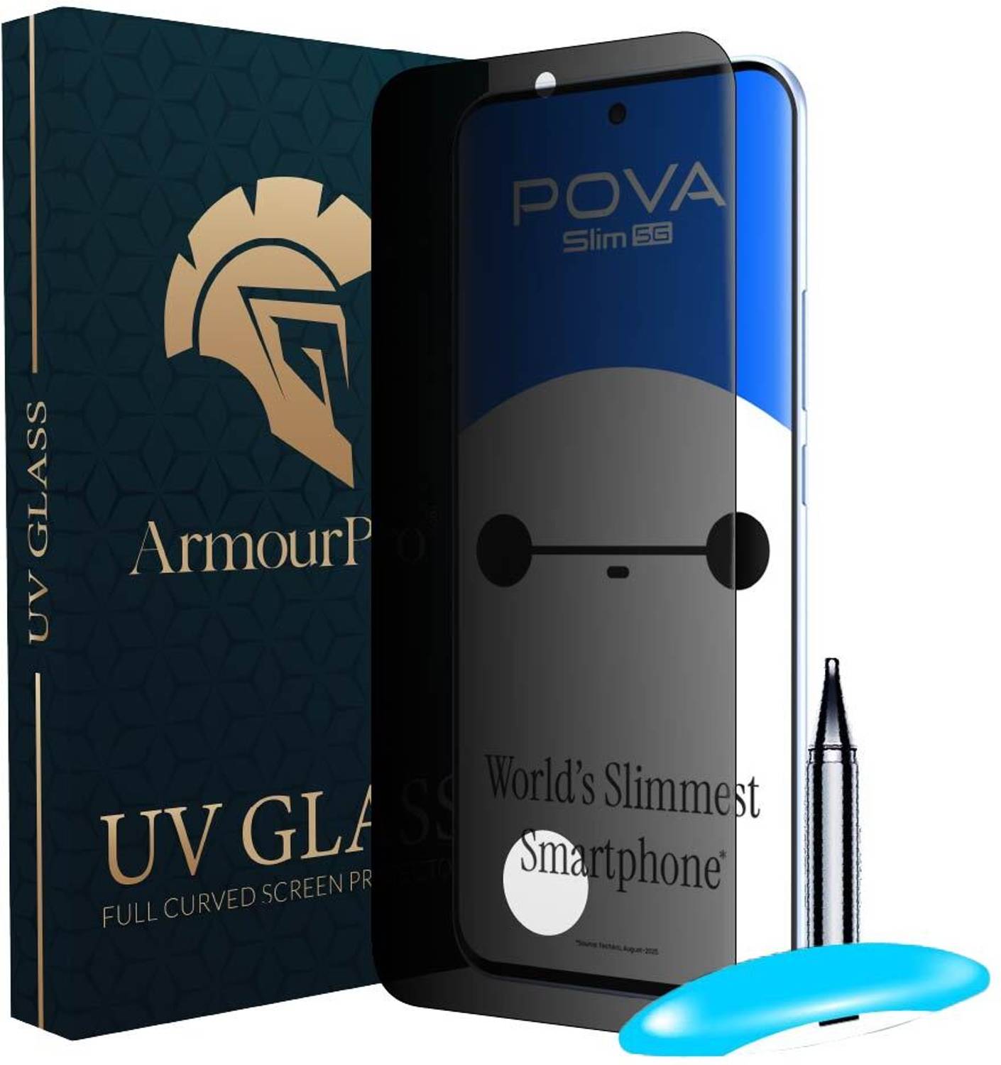 ArmourPro Edge To Edge Tempered Glass for Tecno Pova Slim 5G, Pova Slim, Privacy Anti Spy Protection