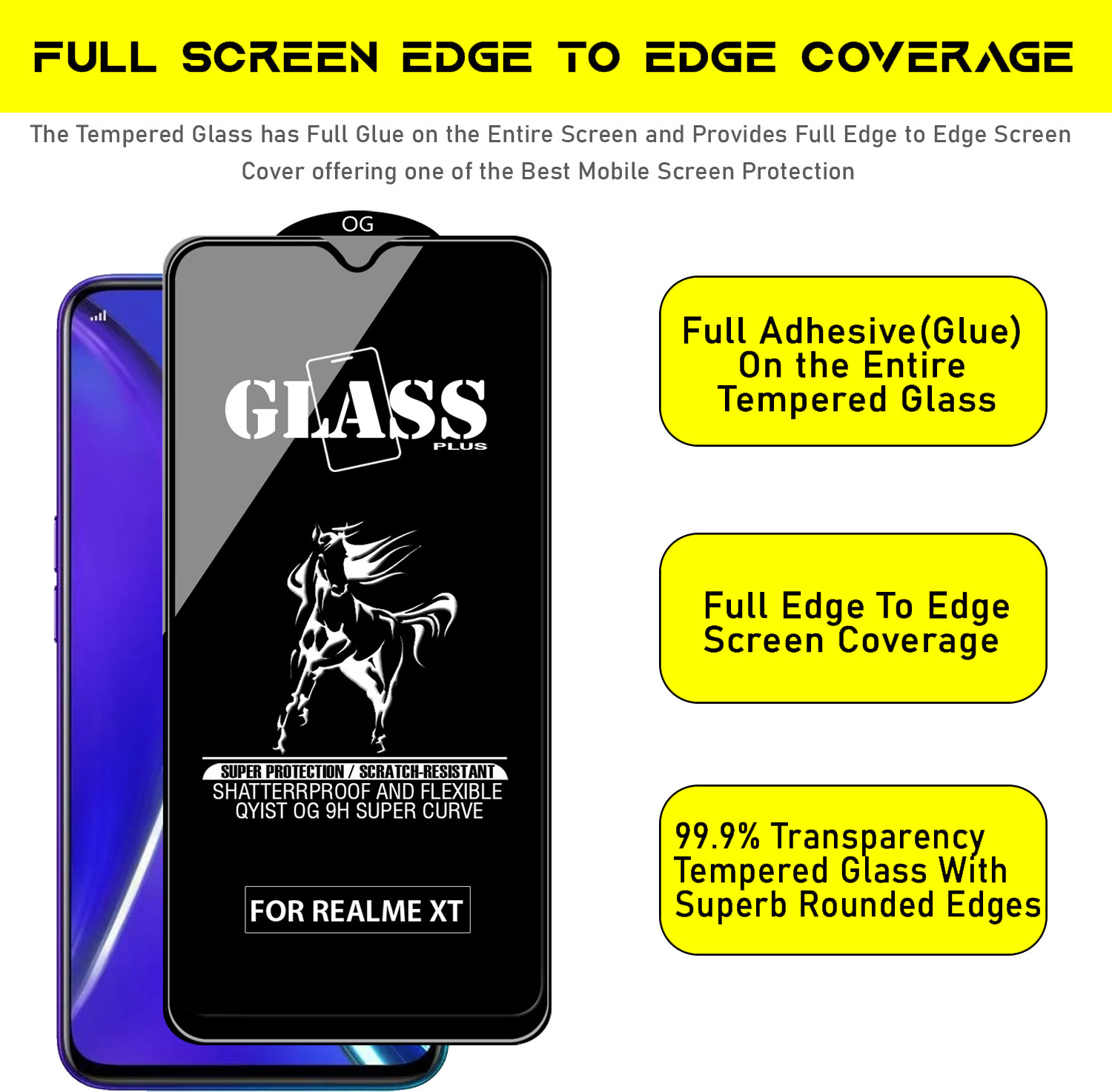 Image of Qyist Edge To Edge Tempered Glass for Realme XT