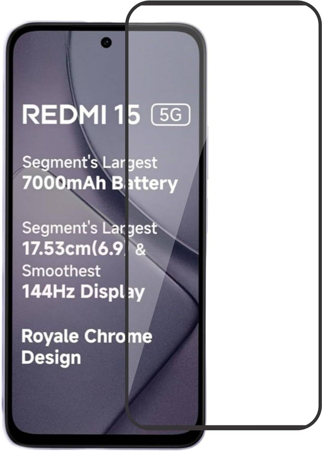 DSCASE Edge To Edge Tempered Glass for redmi 15 5g (Pack of 1)