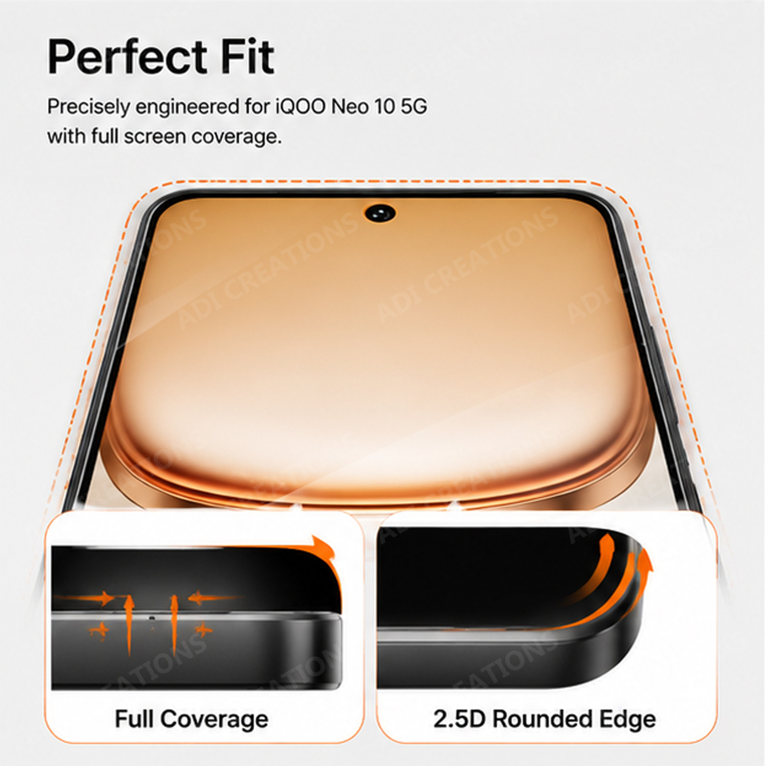 Image of ADI Creations Edge To Edge Tempered Glass for iQOO Neo 10 5G, IQOO Neo 10R 5G