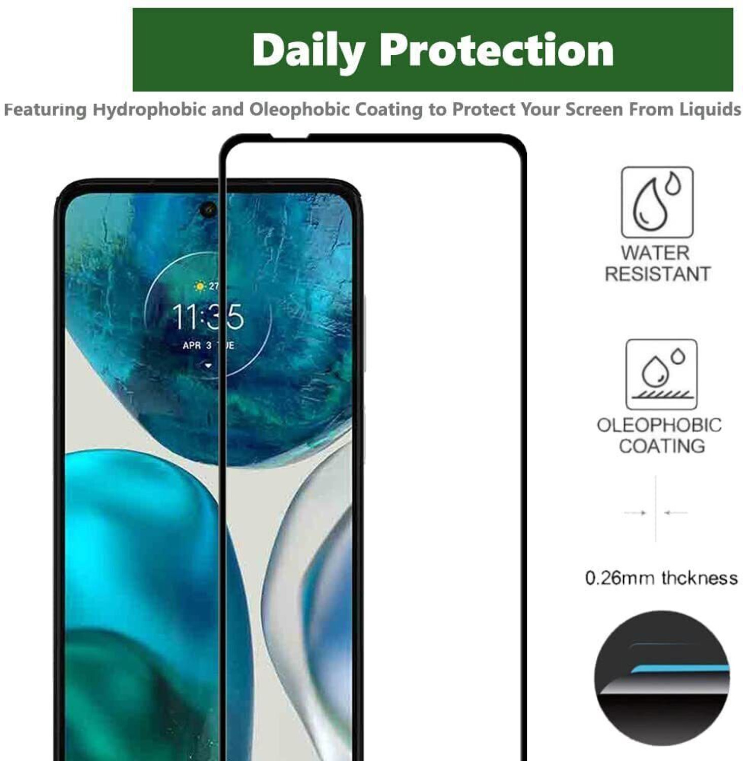 Image of EITANSHA CREATION Edge To Edge Tempered Glass for Motorola Edge 30, Moto Edge 30