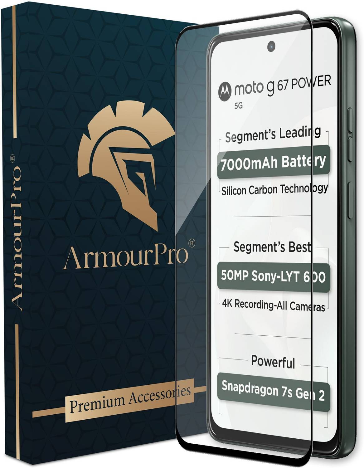 ArmourPro Edge To Edge Tempered Glass for Motorola G67 Power 5G,