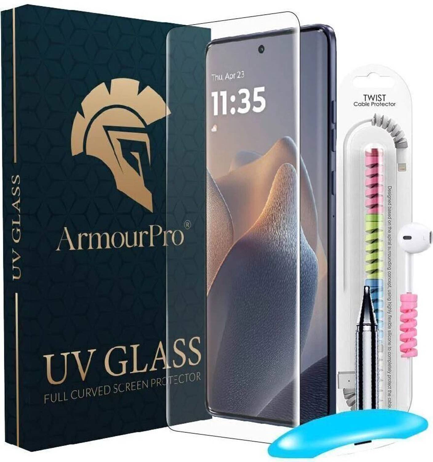 ArmourPro Edge To Edge Tempered Glass for MOTOROLA Edge 60 Fusion 5G, UV Glass With Cable Protector