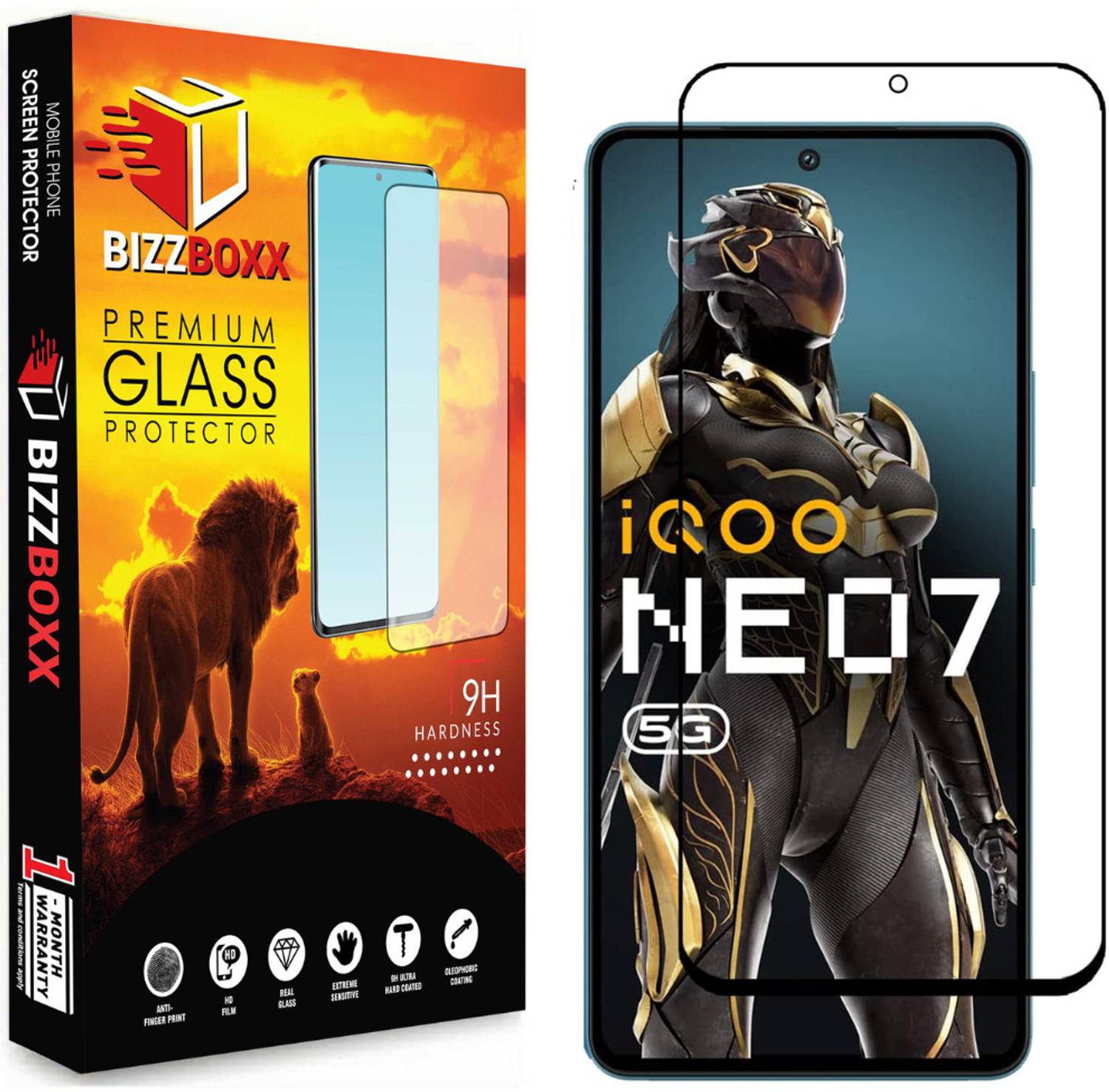 BizzBoxx Edge To Edge Tempered Glass for iQOO Neo 7 5G Ultra Clear finish, iQOO Neo 7 5G, iQOO Neo 7, Neo7