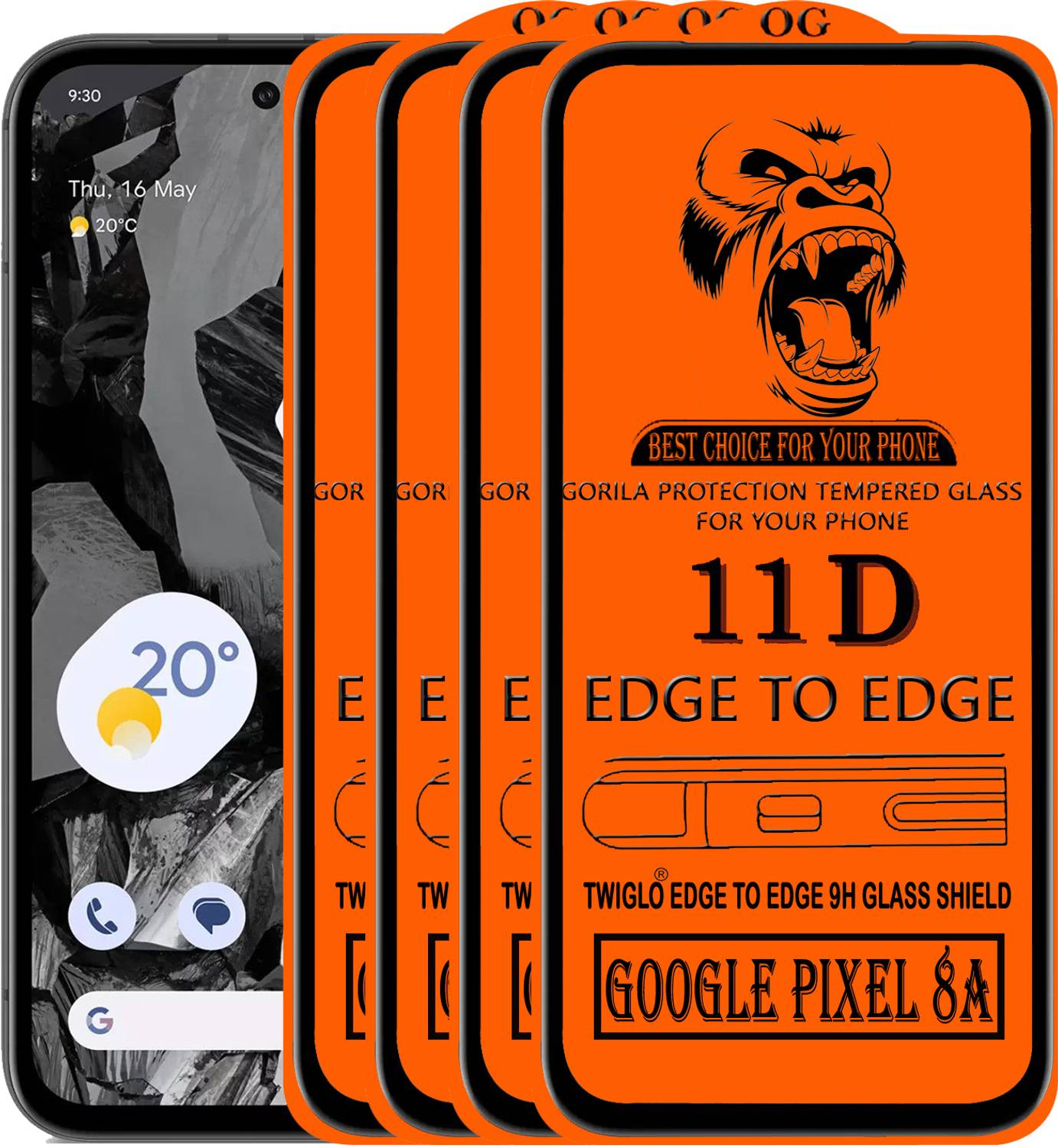 TWIGLO Edge To Edge Tempered Glass for GOOGLE PIXEL 8A