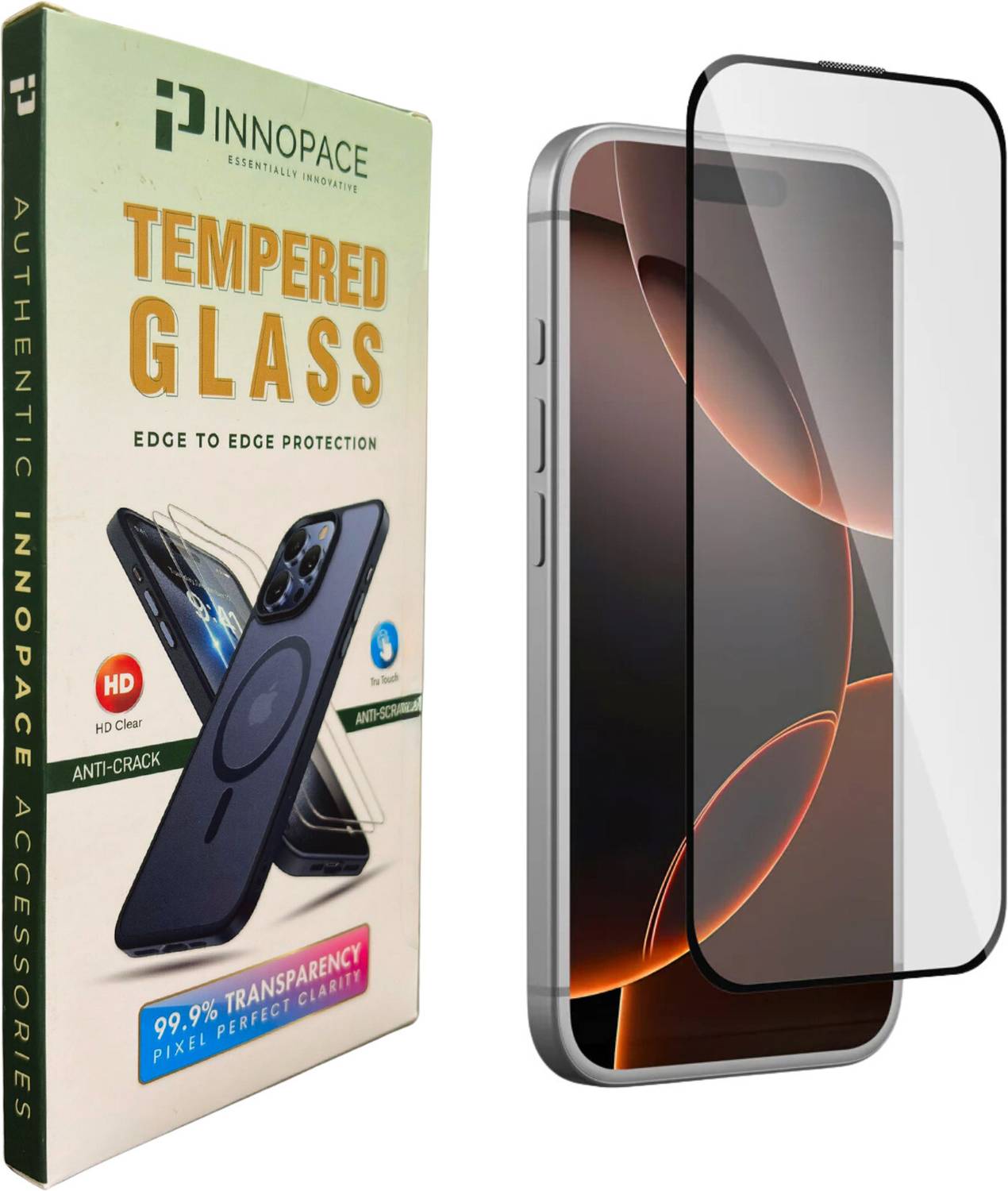 INNOPACE Edge To Edge Tempered Glass for IPHONE 16PLUS (Pack of 1
