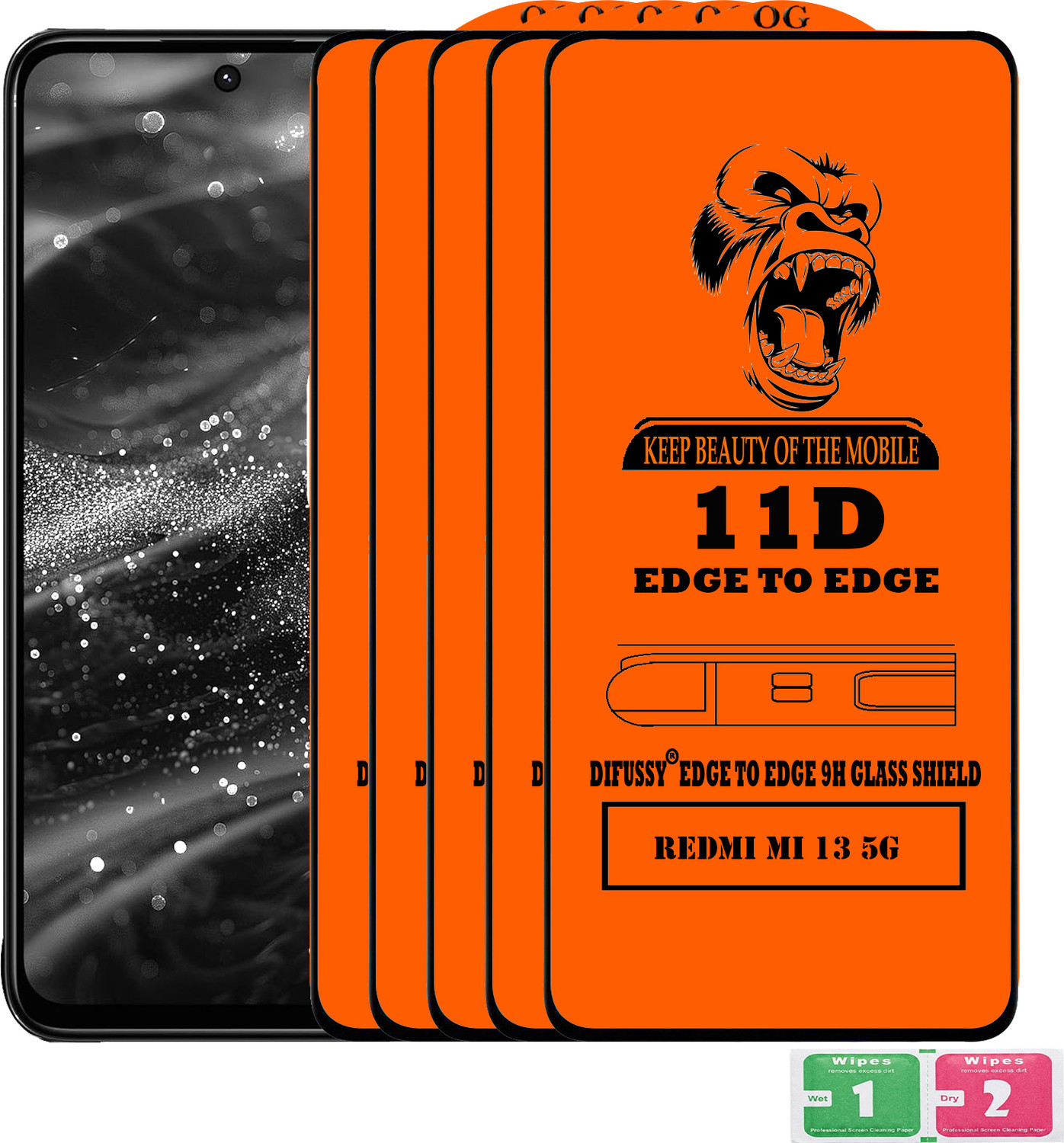 Image of Difussy Edge To Edge Tempered Glass for REDMI MI 13 5G