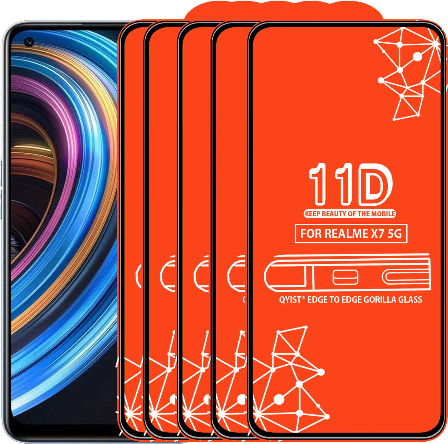 Image of Qyist Edge To Edge Tempered Glass for Realme X7 5G