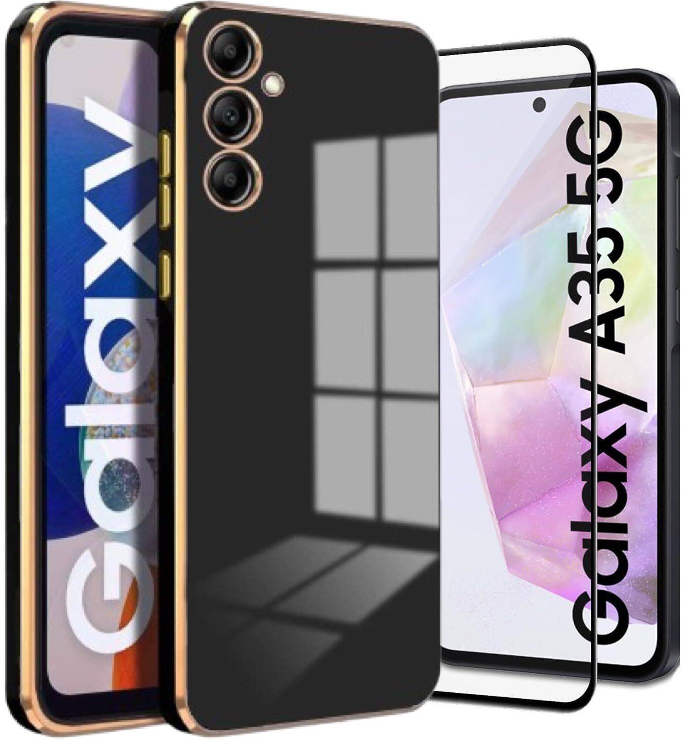 A3sprime Back Cover for Samsung Galaxy A35 5G, with Edge to Edge Full Coverage Tempered Glass Screen Protector