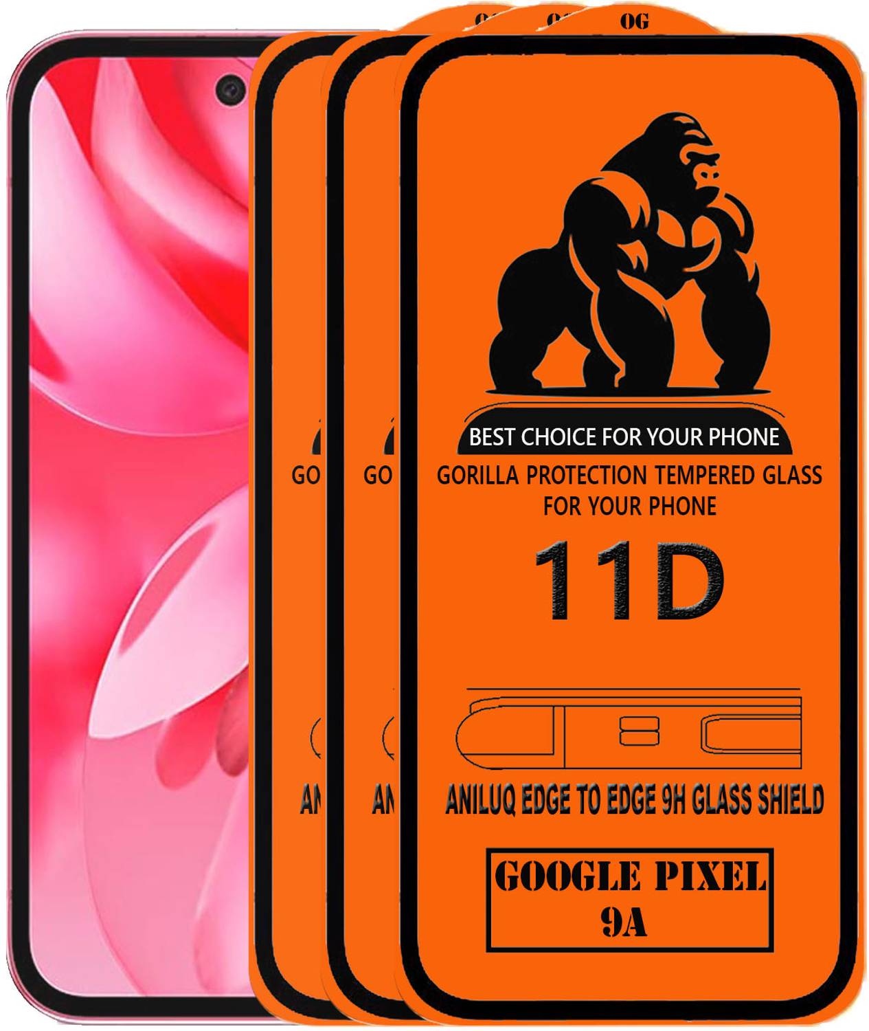 ANILUQ Edge To Edge Tempered Glass for GOOGLE PIXEL 9A