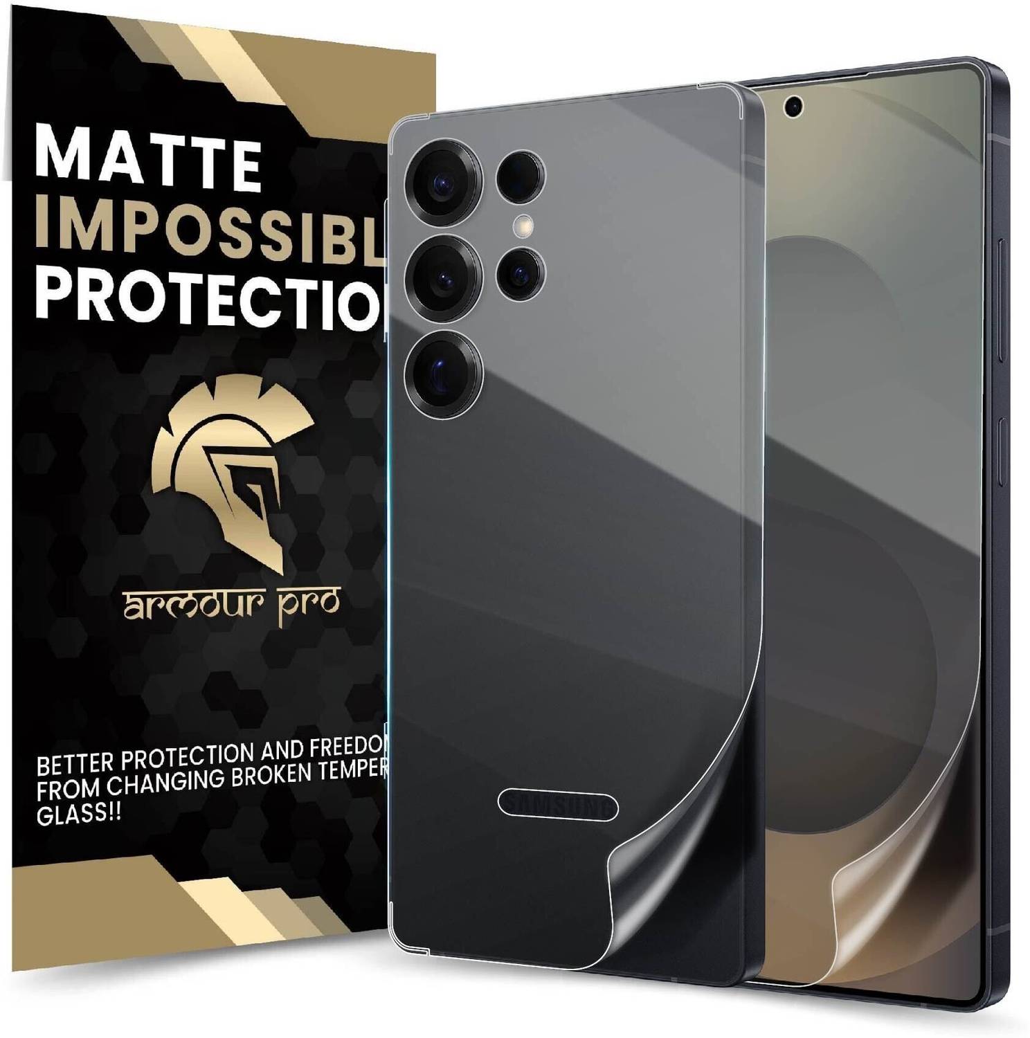 ArmourPro Front and Back Screen Guard for Samsung Galaxy S25 Ultra 5G, Samsung S25 Ultra, Matte Unbreakable Membrane