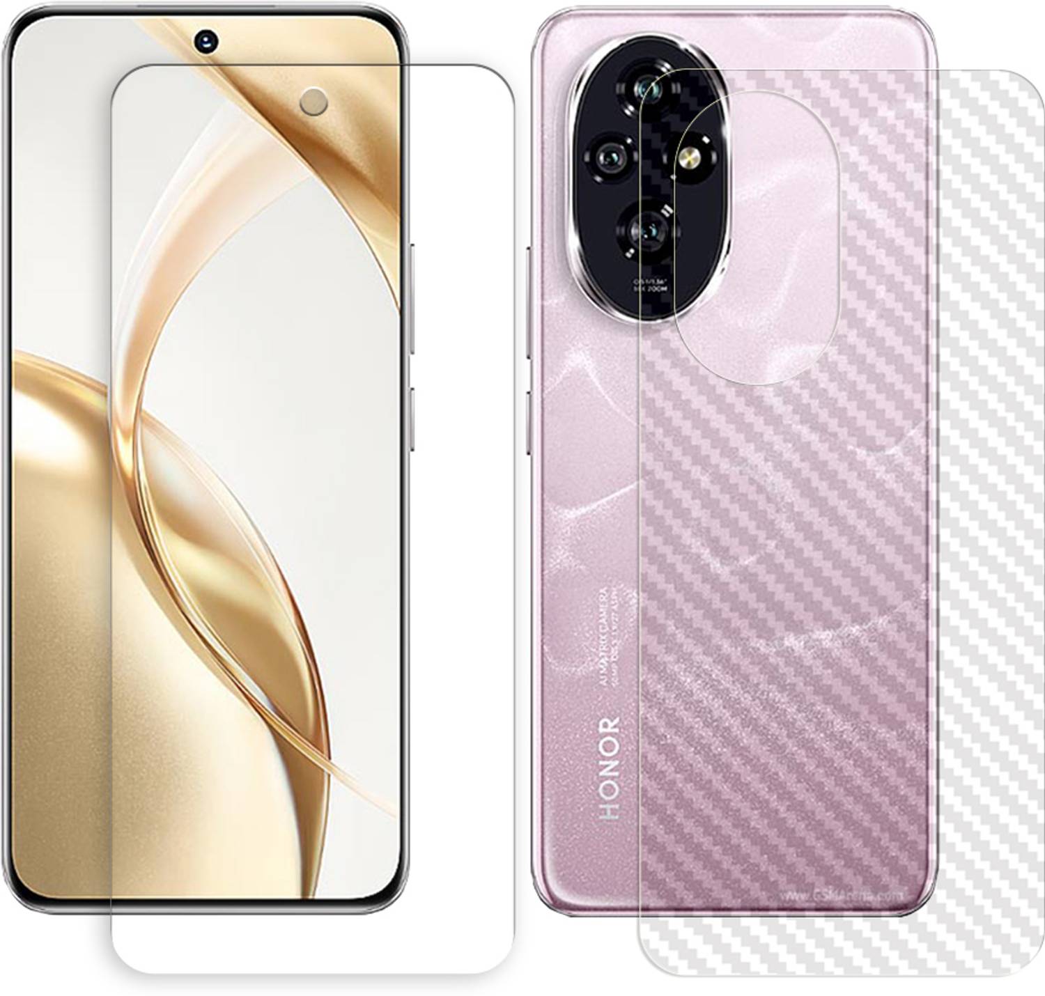 ARBAN Front and Back Screen Guard for Honor 200 5G (1 FRONT UNBREAKABLE TEMPERED WITH 1 BACK CARBON FIBER SKIN )
