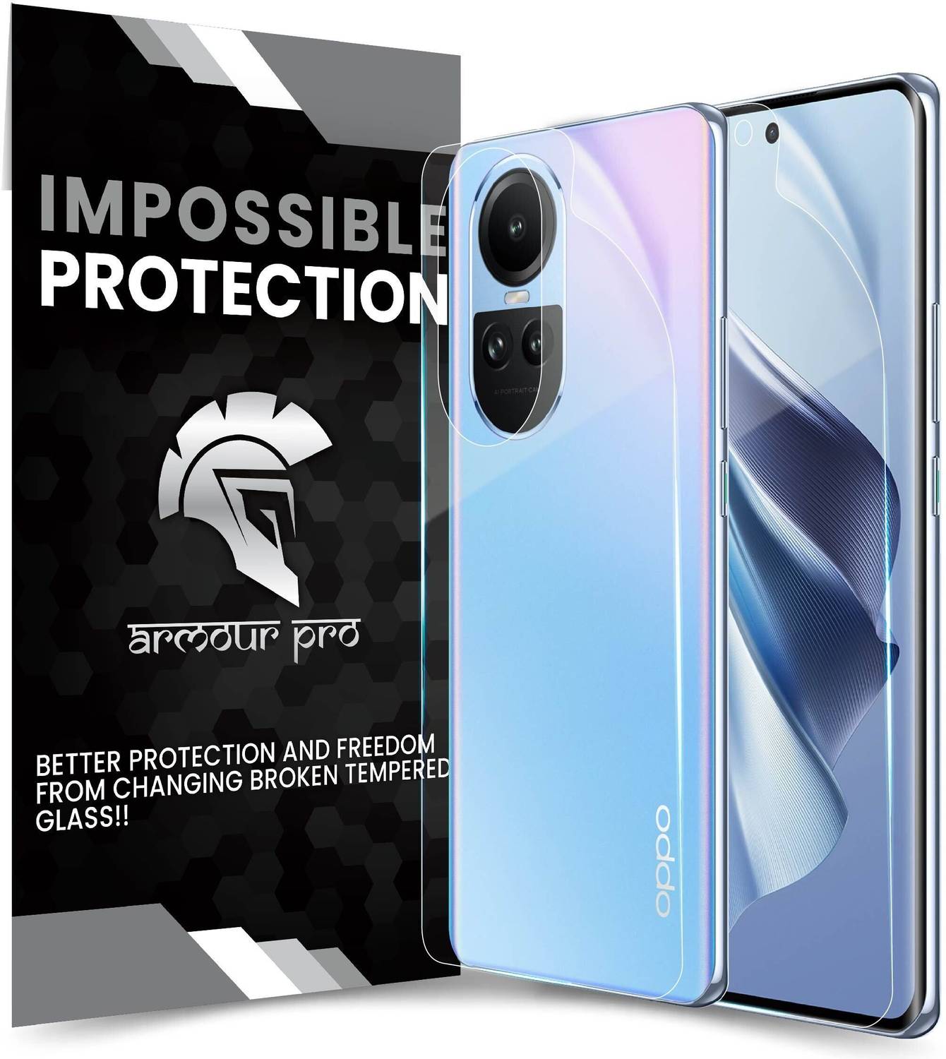 ArmourPro Front and Back Screen Guard for Oppo Reno 10 5G, Reno 10 5G, Oppo Reno 10 Pro Plus, Oppo Reno 10 Pro, Clear Unbreakable Membrane