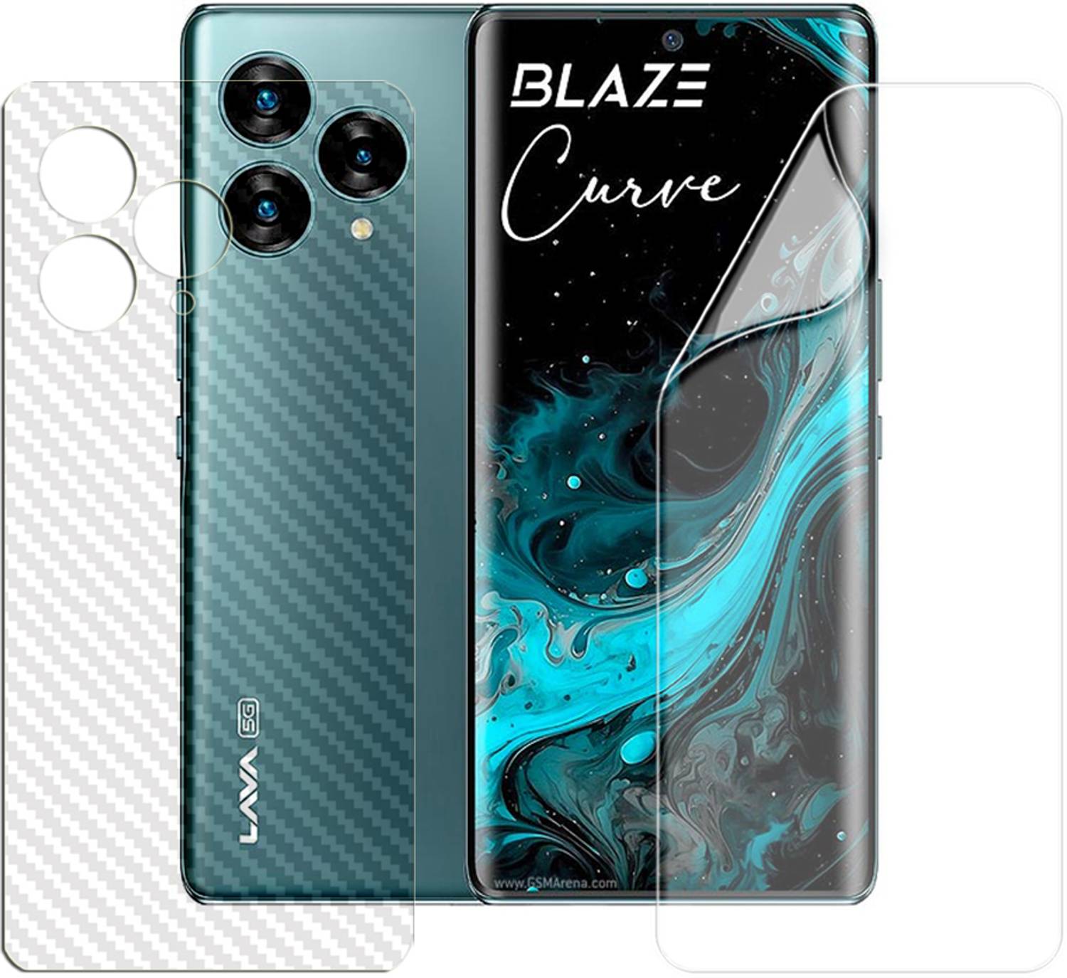 ARBAN Front and Back Screen Guard for Lava Blaze Curve 5G (1 HYDROGEL SCREEN PROTECTOR WITH 1 CARBON FIBER SKIN)