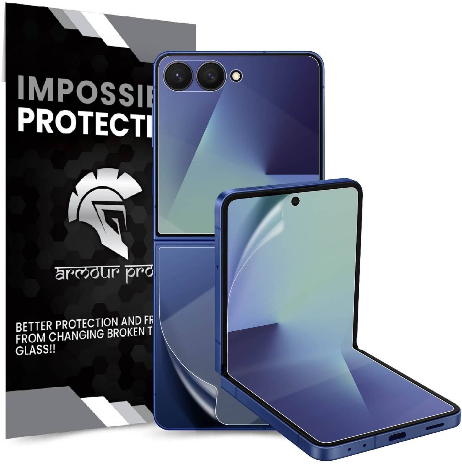 ArmourPro Front and Back Screen Guard for Samsung Z Flip 7 5G, Clear Unbreakable Membrane
