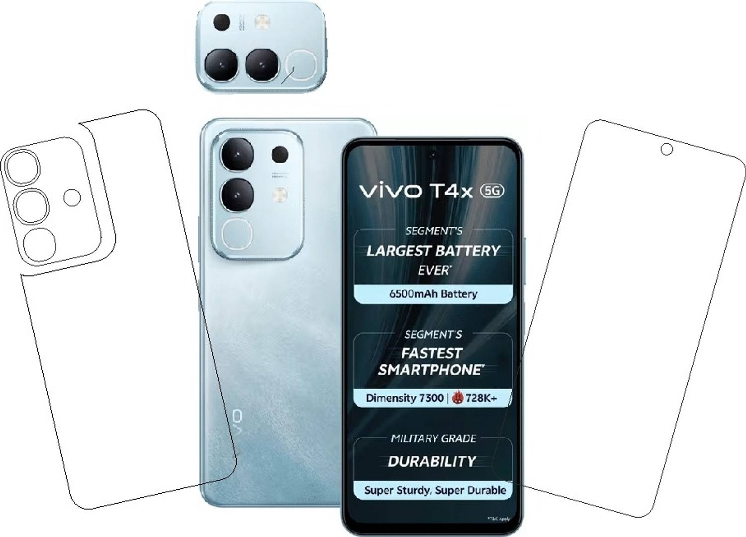Ayan Front and Back Screen Guard for vivo T4x 5G