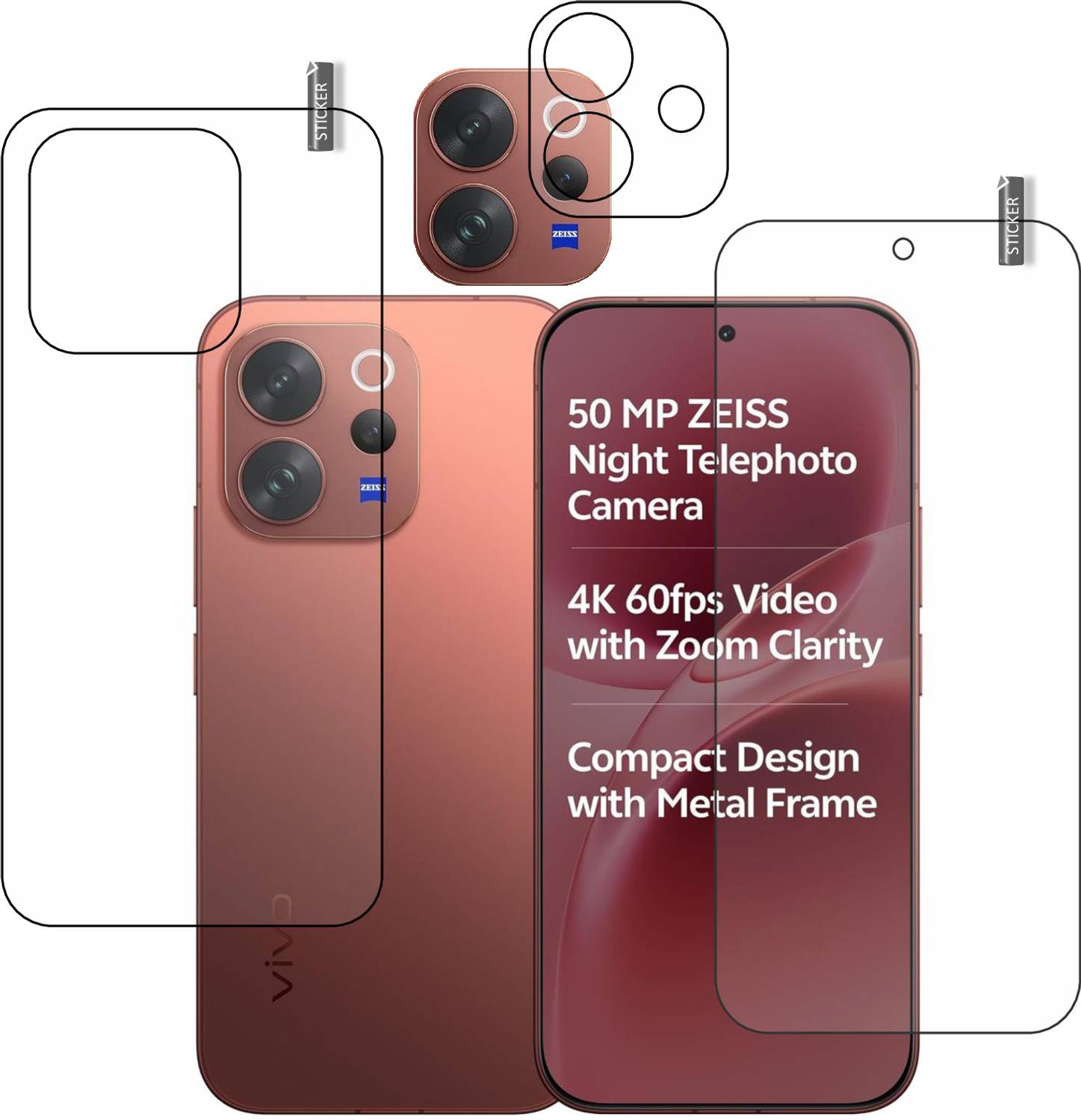 GARUDA GLASS Front and Back Tempered Glass for VIVO V70 With Camera Lens