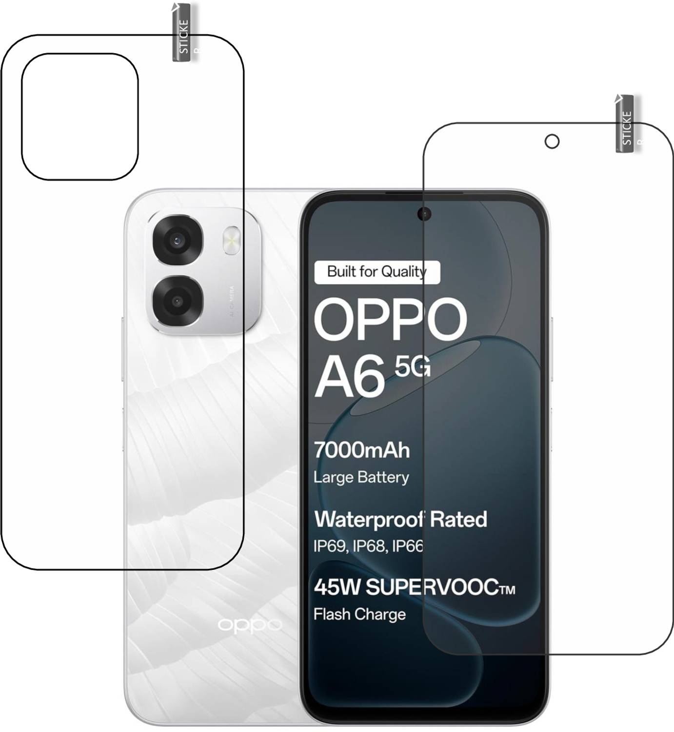 BOMGUARD Front and Back Tempered Glass for OPPO A6 5G