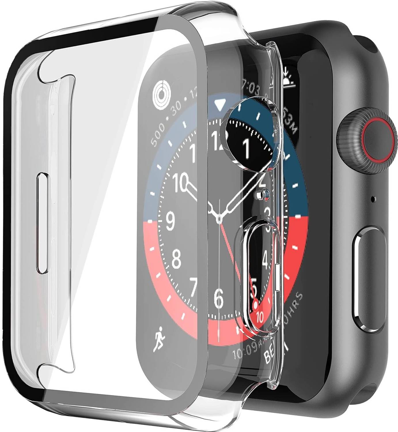 Aenoko Front and Back Tempered Glass for Hard PC Case with Tempered Glass Screen Protector Compatible with Apple Watch Series 9 (2023) Series 8 Series 7 41mm, Ultra-Thin Scratch Resistant Cover for iWatch, Transparent