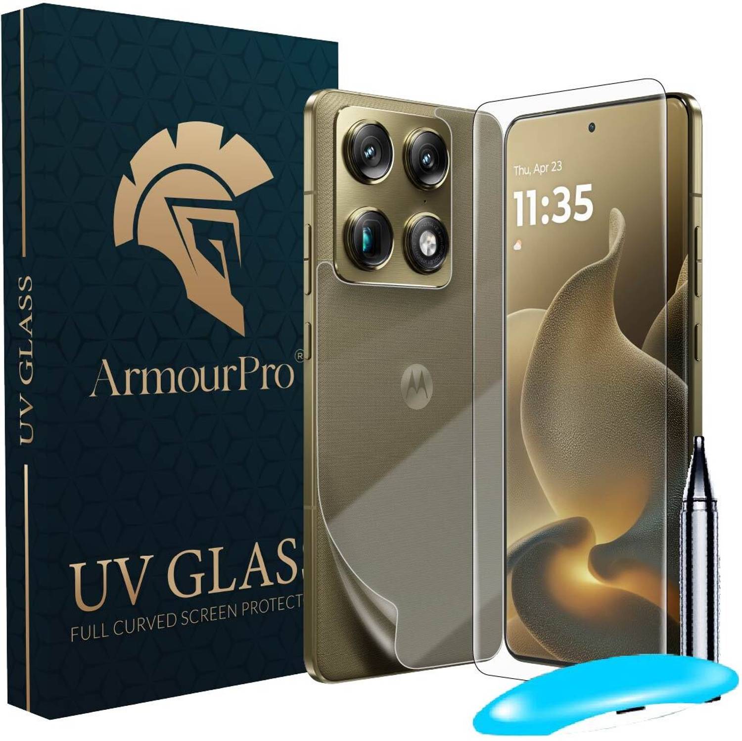 ArmourPro Front and Back Tempered Glass for Motorola Signature 5G, Moto Signature, UV Tempered Glass and Back Nano Fiber Membrane