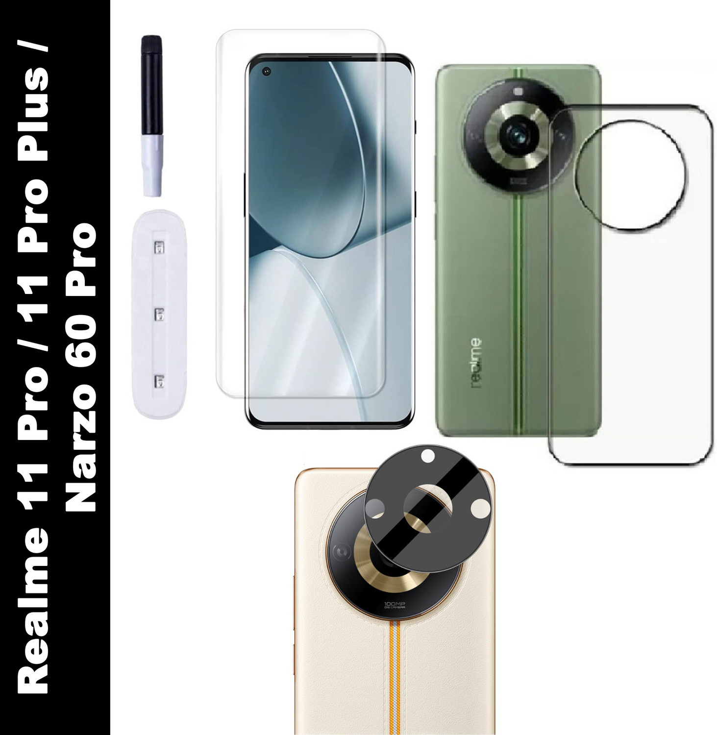 Image of Bai and kaka Front and Back Tempered Glass for Realme 11 Pro Plus 5G, Realme 11 Pro 5G, Realme Narzo 60 Pro