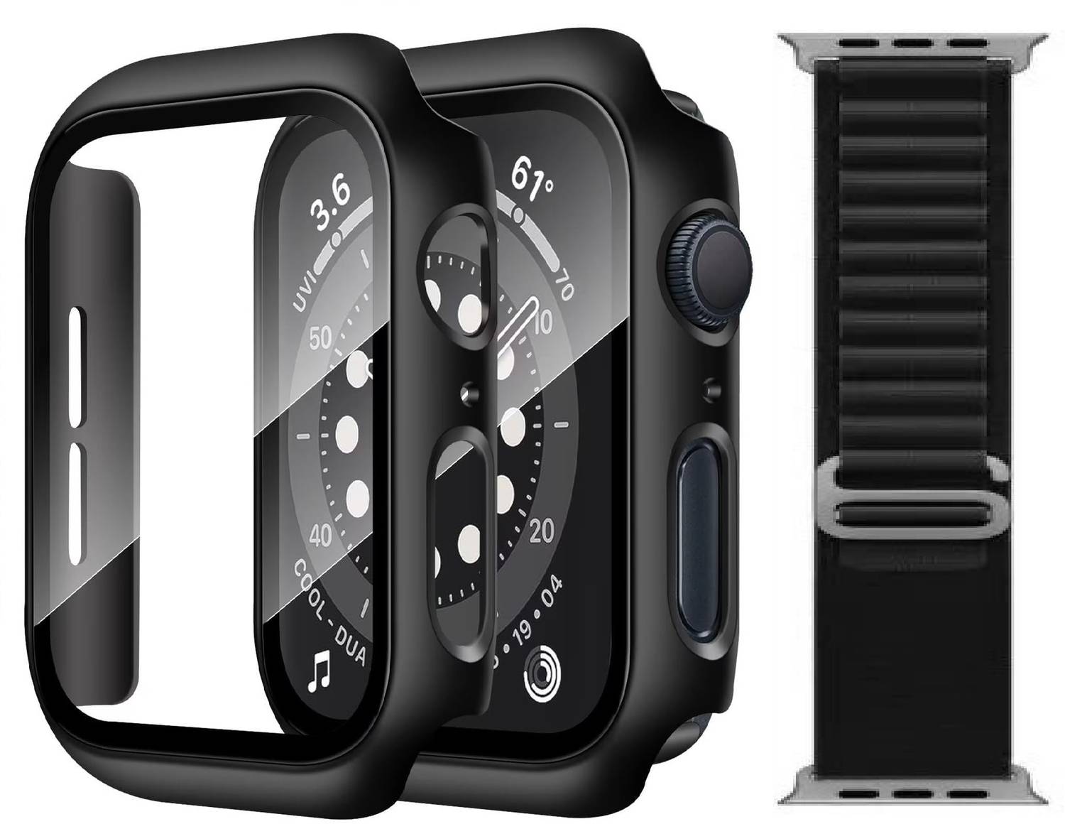 DPJ Tempered Glass Guard for Tempered Glass Screen Protector Compatible with Apple Watch 42mm Series 3 Series 2 Series 1 Edge-to-Edge 360 Degree Smart Defense - Black Matte, Apple Watch 3 / Apple Watch 2 / Apple Watch 1 Series | Apple Watch Screen (42mm)(Black) with Black Strap (Combo) (One Pcs Cover + One Pcs Strap)
