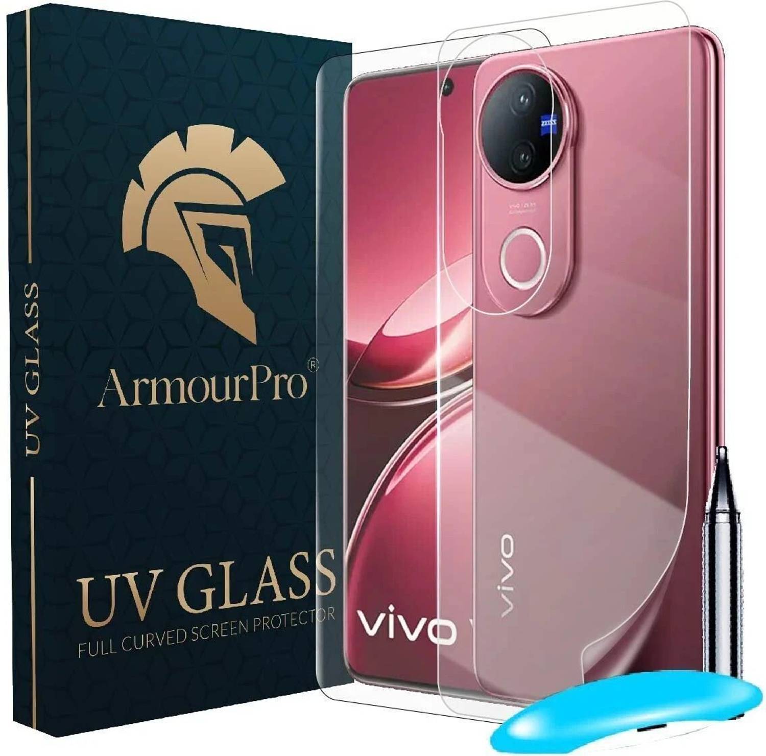 ArmourPro Front and Back Tempered Glass for vivo V50 5G, Vivo V50e, UV Temepred Glass With Back Screen Guard