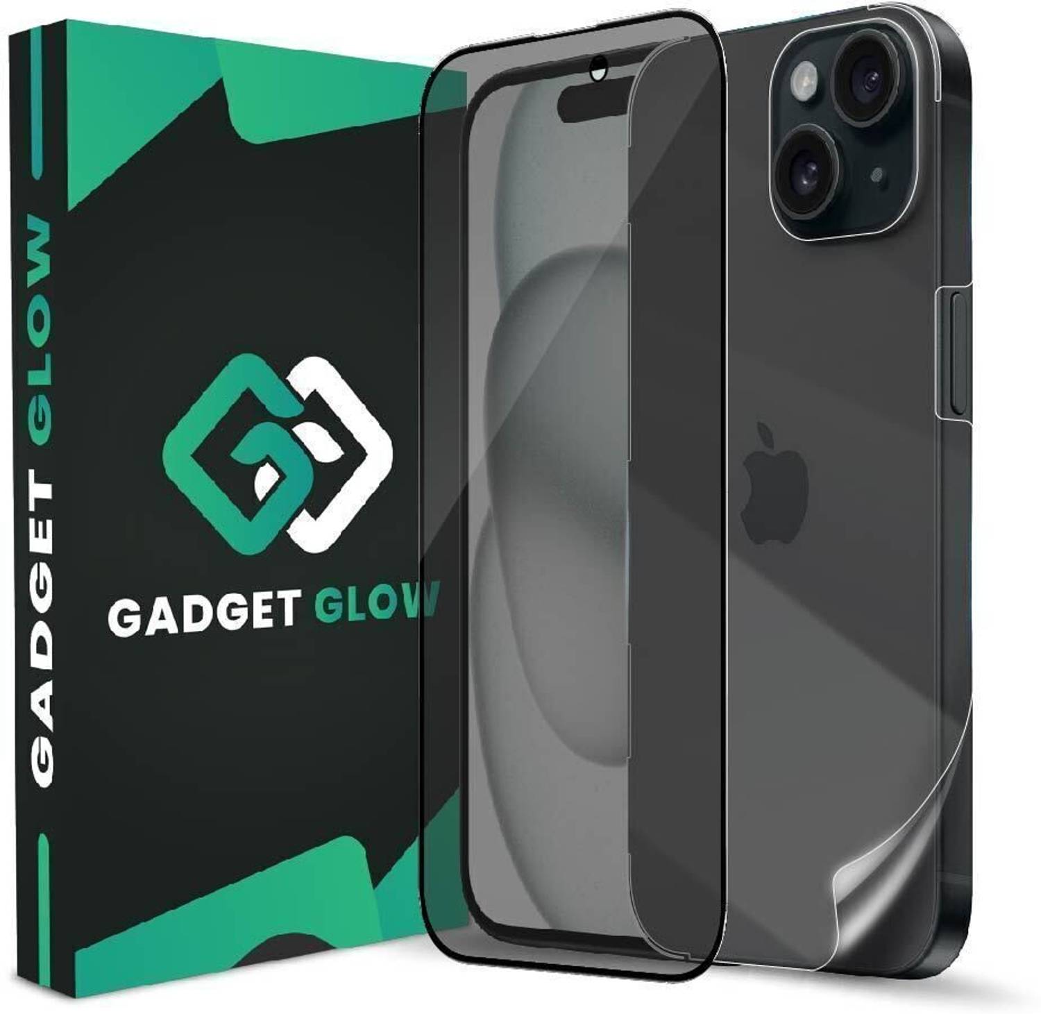 Gadget Glow Front and Back Tempered Glass for Apple iPhone 15, iP