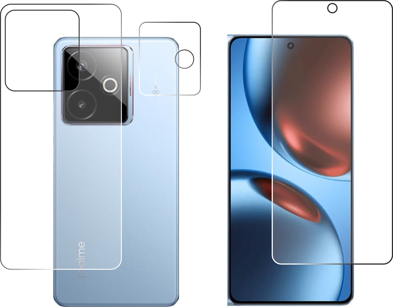 Image of chakoor Front and Back Tempered Glass for Realme GT 7T